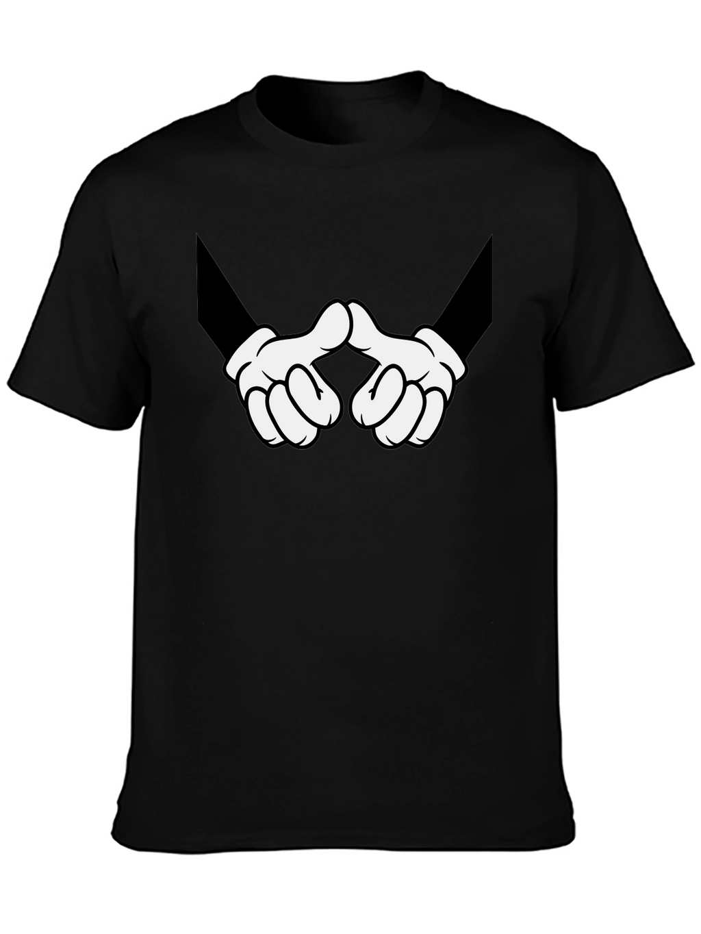 Cartoon Hands Graphic Print Black T-Shirt