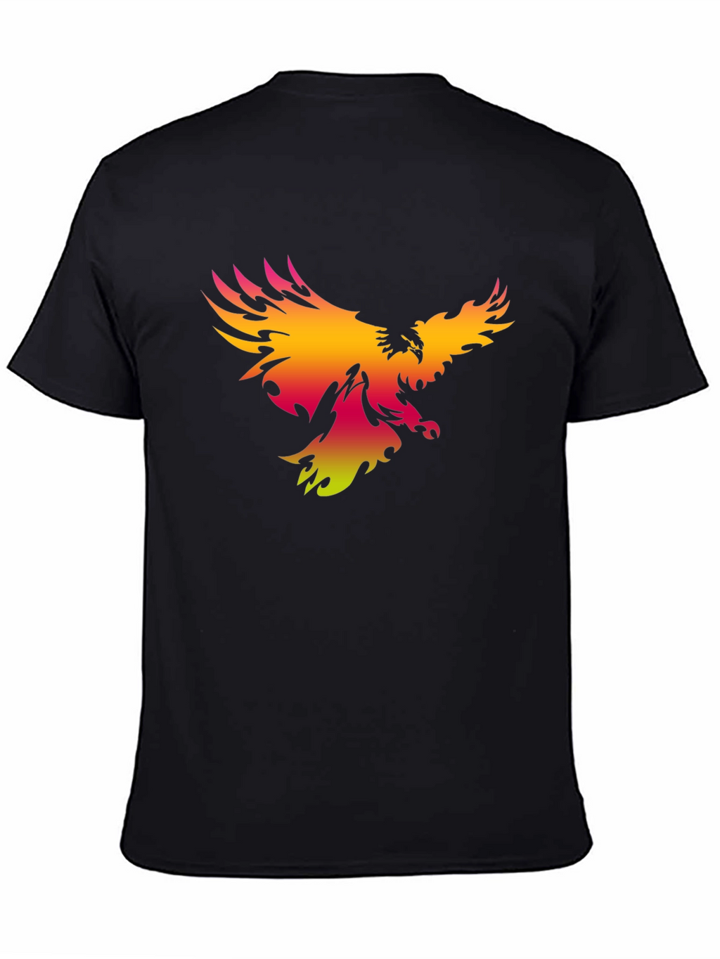 Mens Black T-Shirt with Gradient Phoenix Print