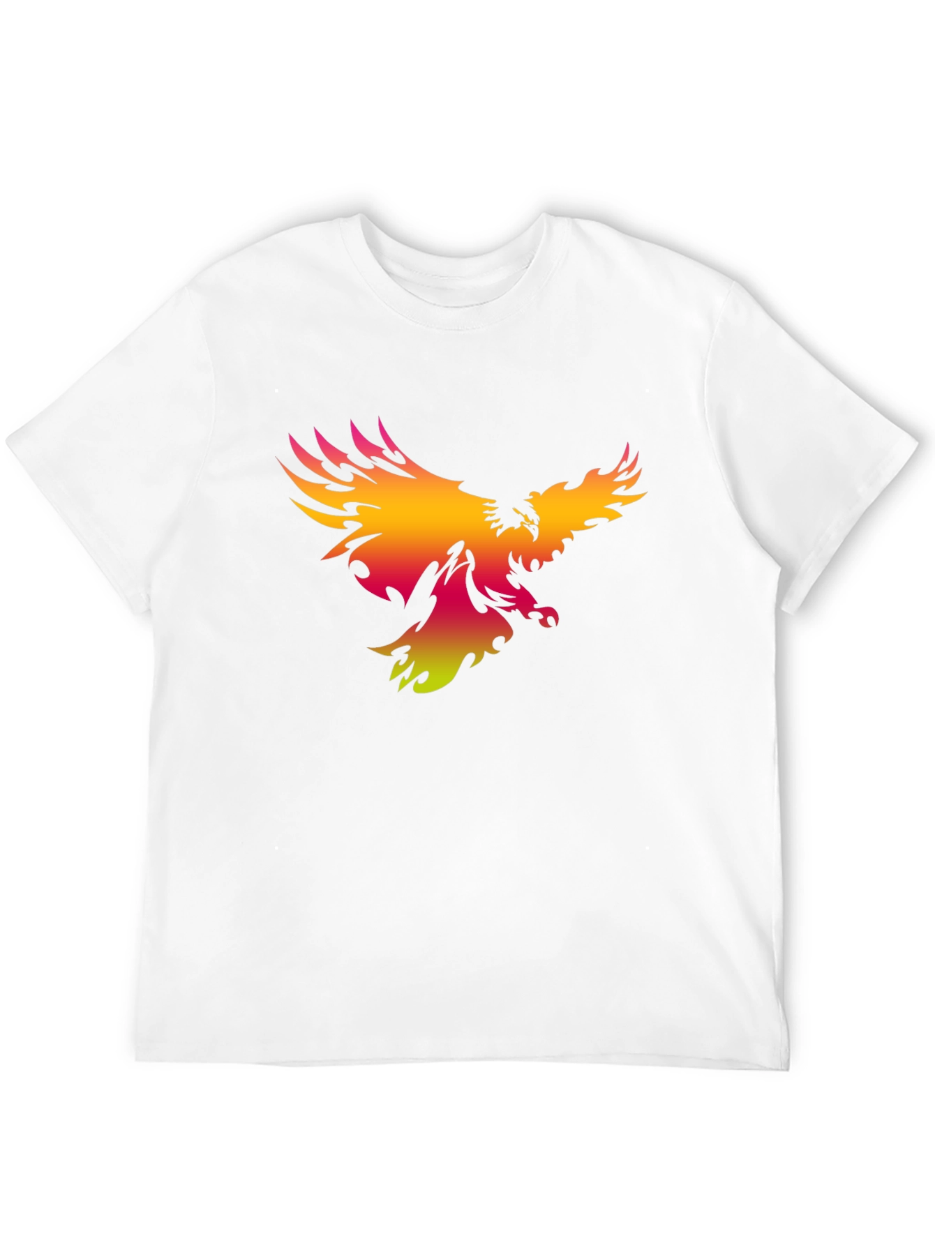 Mens Black T-Shirt with Gradient Phoenix Print