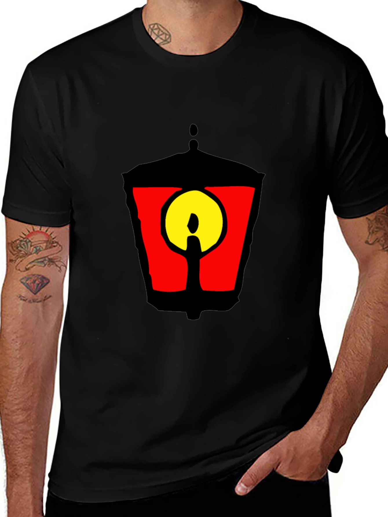 Black Lantern Graphic Tee - Mens Casual Short Sleeve T-Shirt