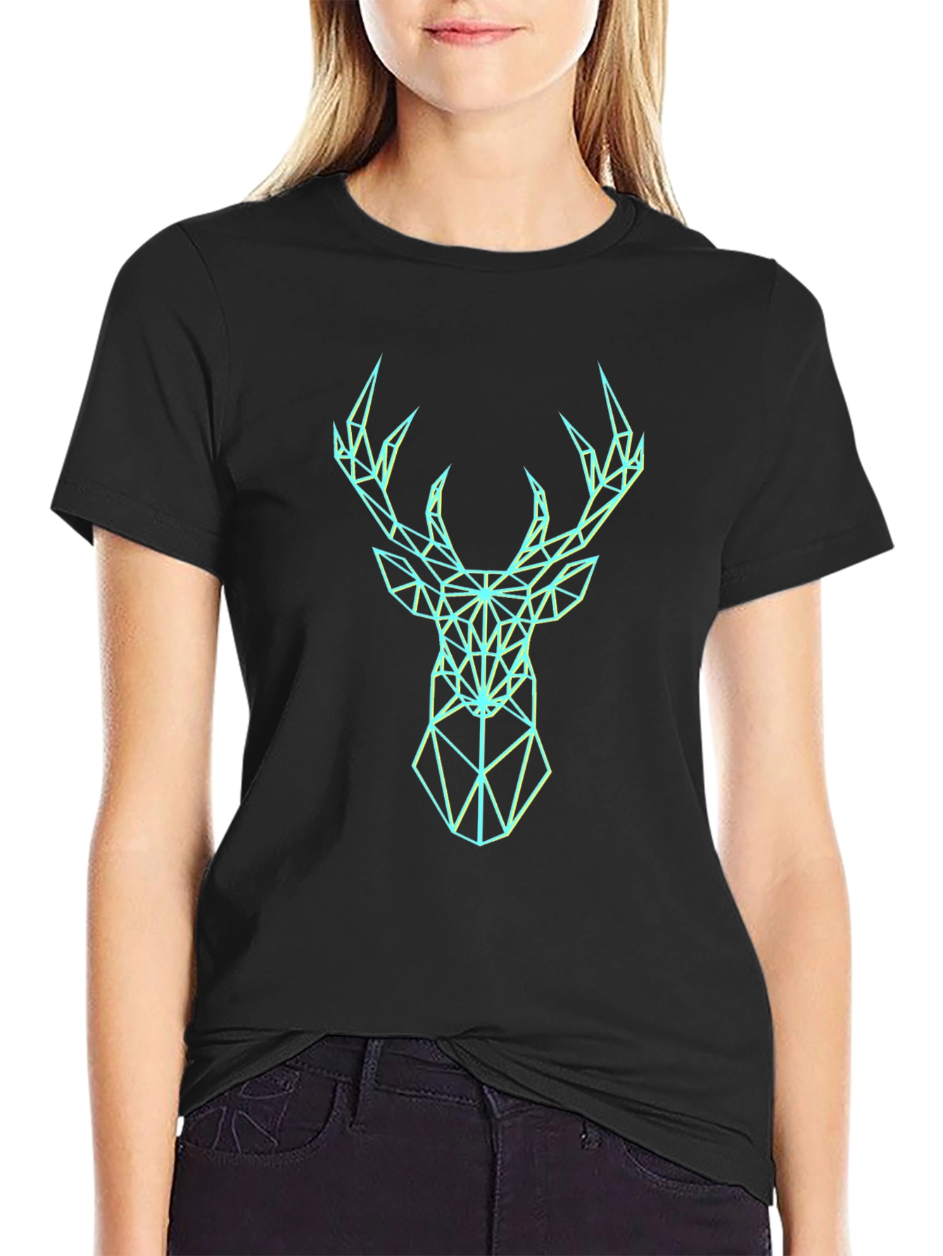 Geometric Deer Graphic Tee - Modern Stag T-Shirt