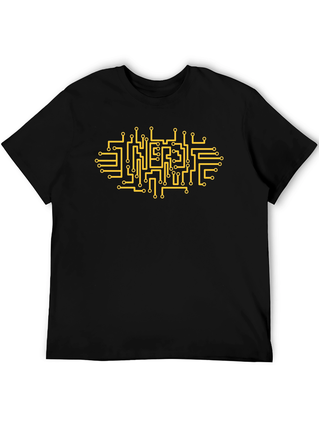 Circuit Board Graphic Tee - Black Cotton Blend T-Shirt