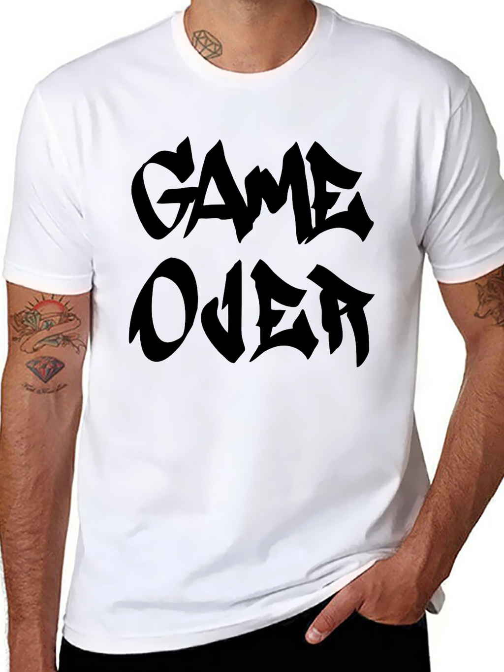 Game Over Graphic Tee - Black Crewneck