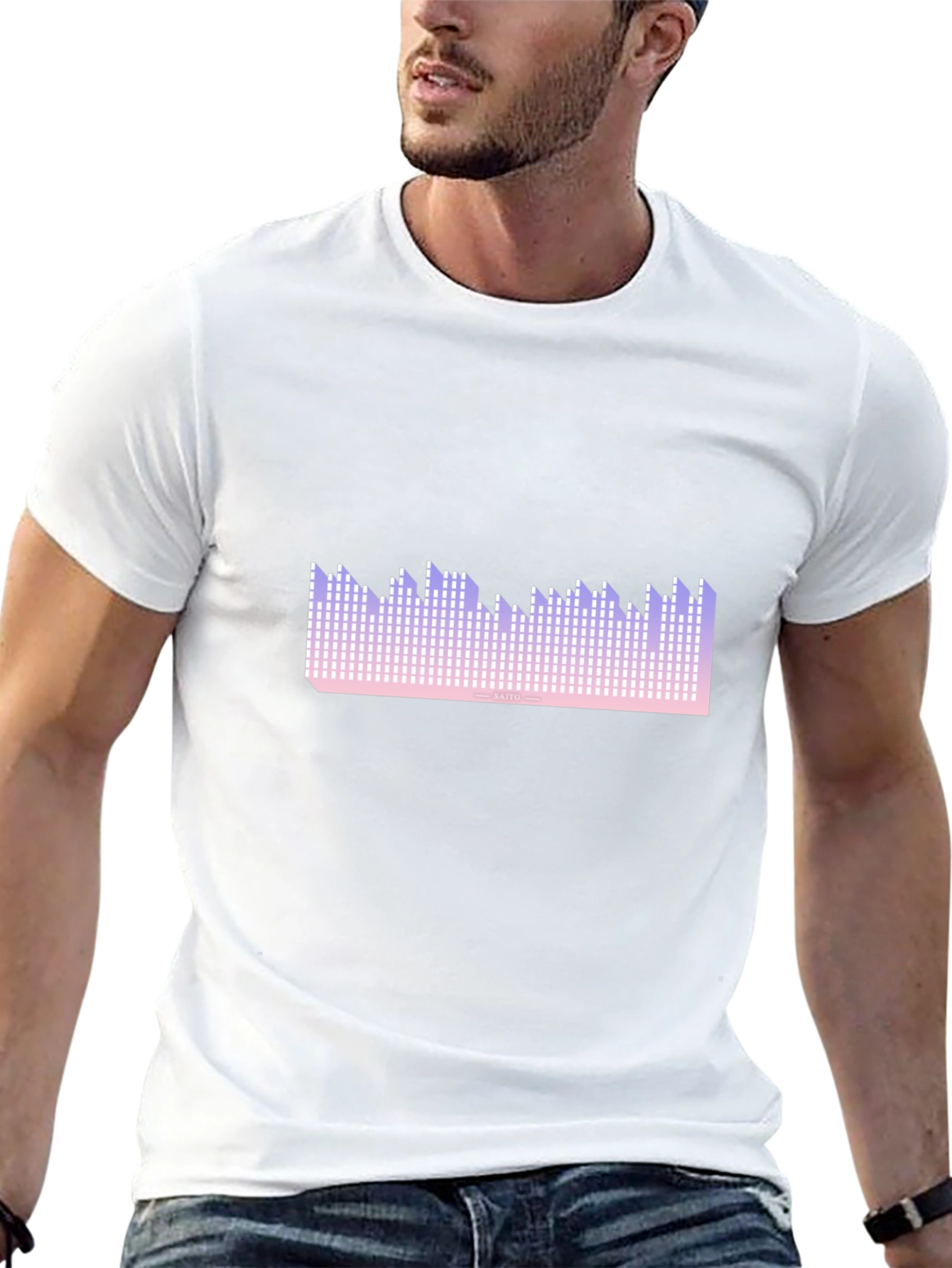 Pixel Wave Graphic Tee - Trendy Design