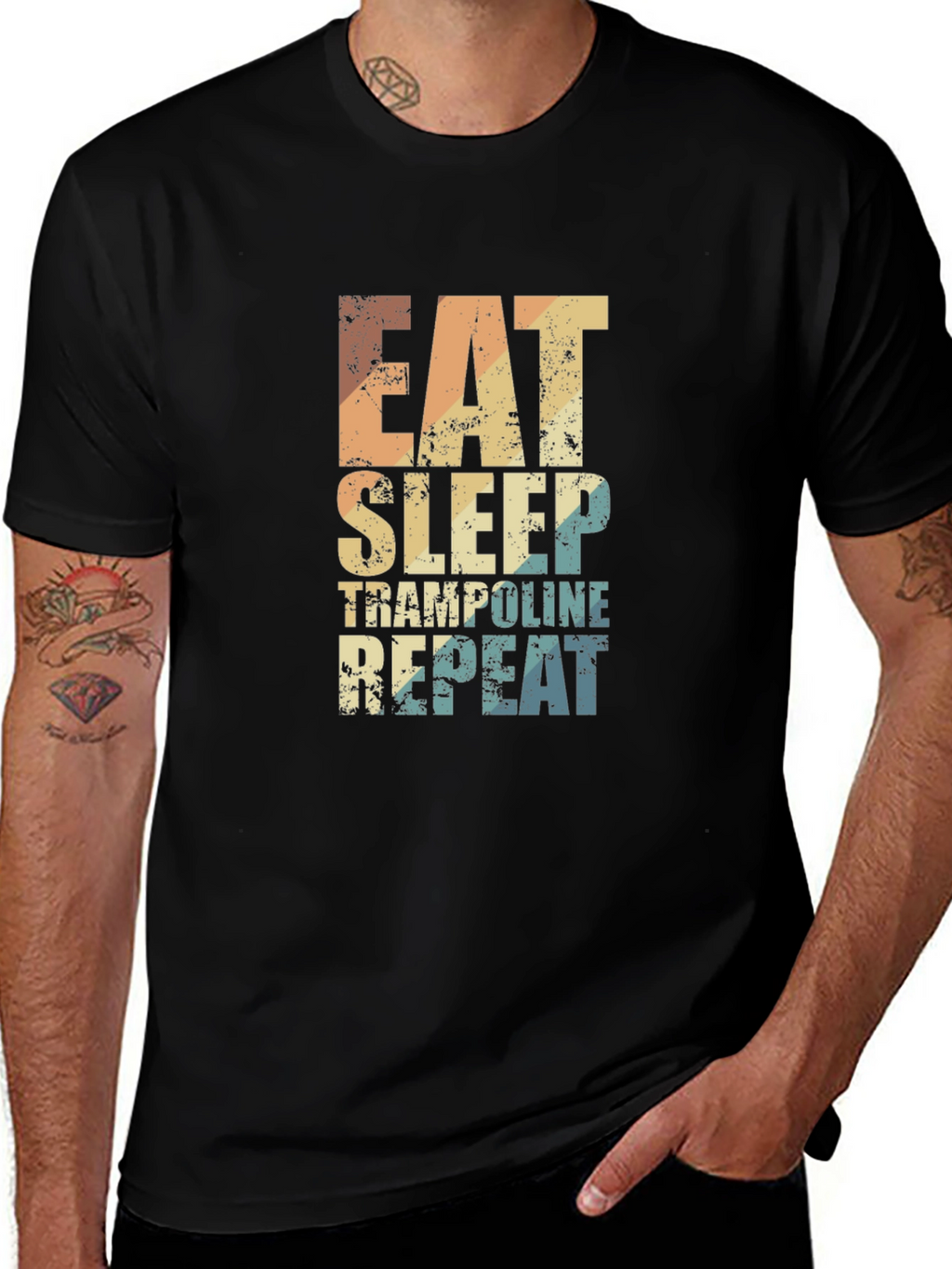 Eat Sleep Trampoline Repeat Graphic Tee