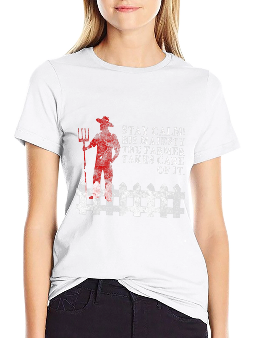Stay Calm Farmer T-Shirt - Black Cotton Blend