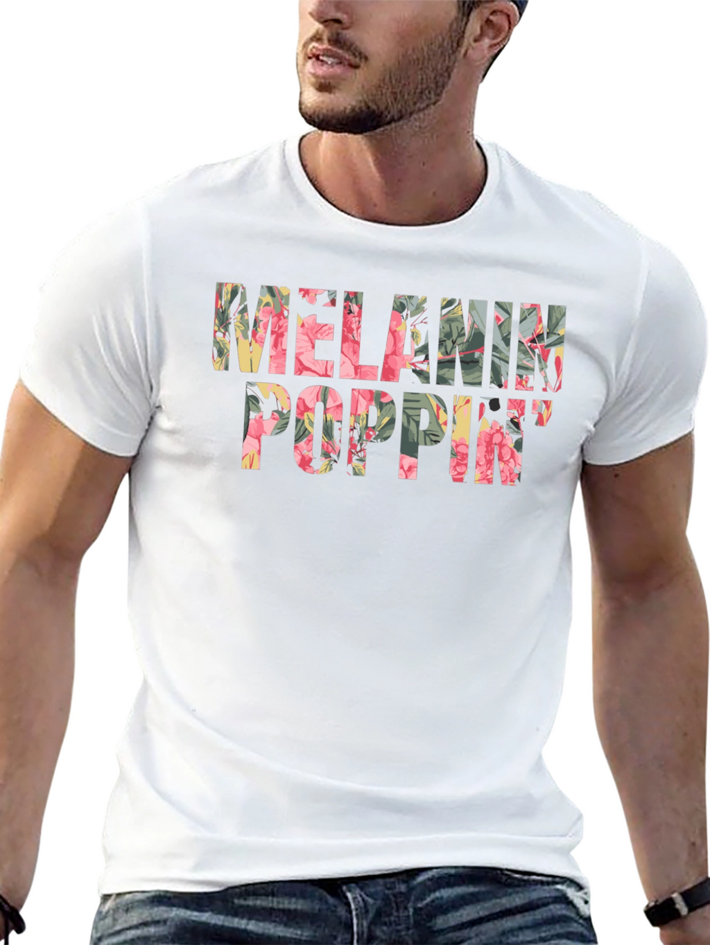 Floral Melanin Poppin Black T-Shirt