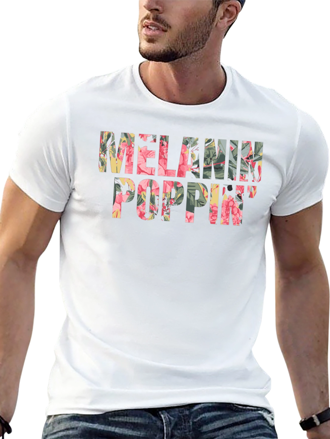 Floral Melanin Poppin Black T-Shirt
