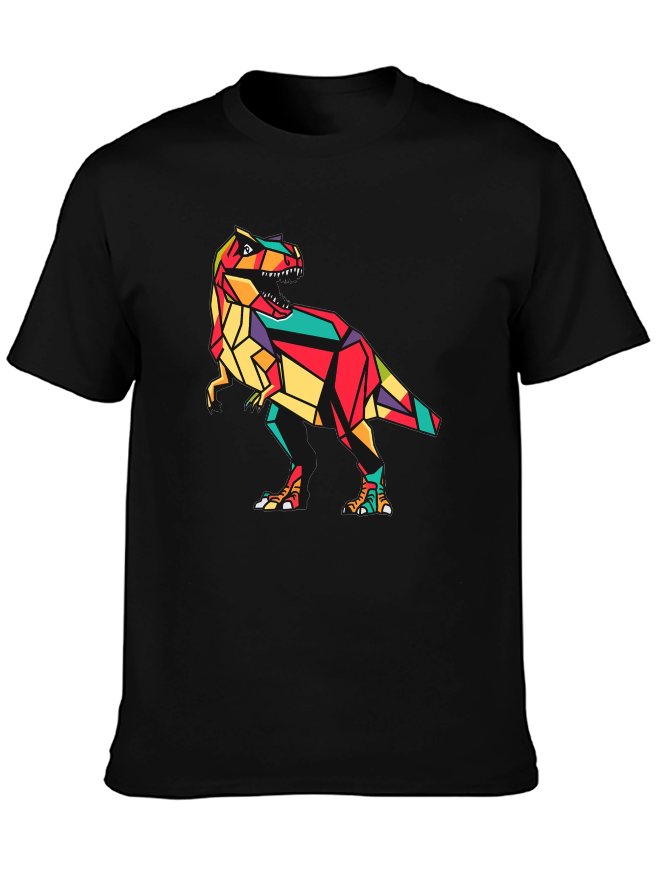 Geometric Dinosaur Graphic Tee - Stylish Mens T-Shirt