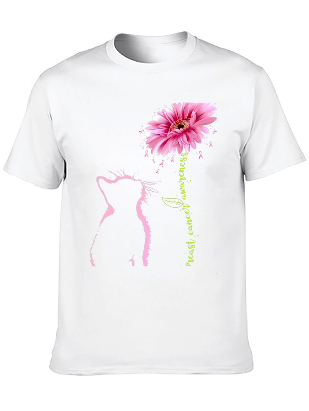 Pink Cat Breast Cancer Awareness T-Shirt