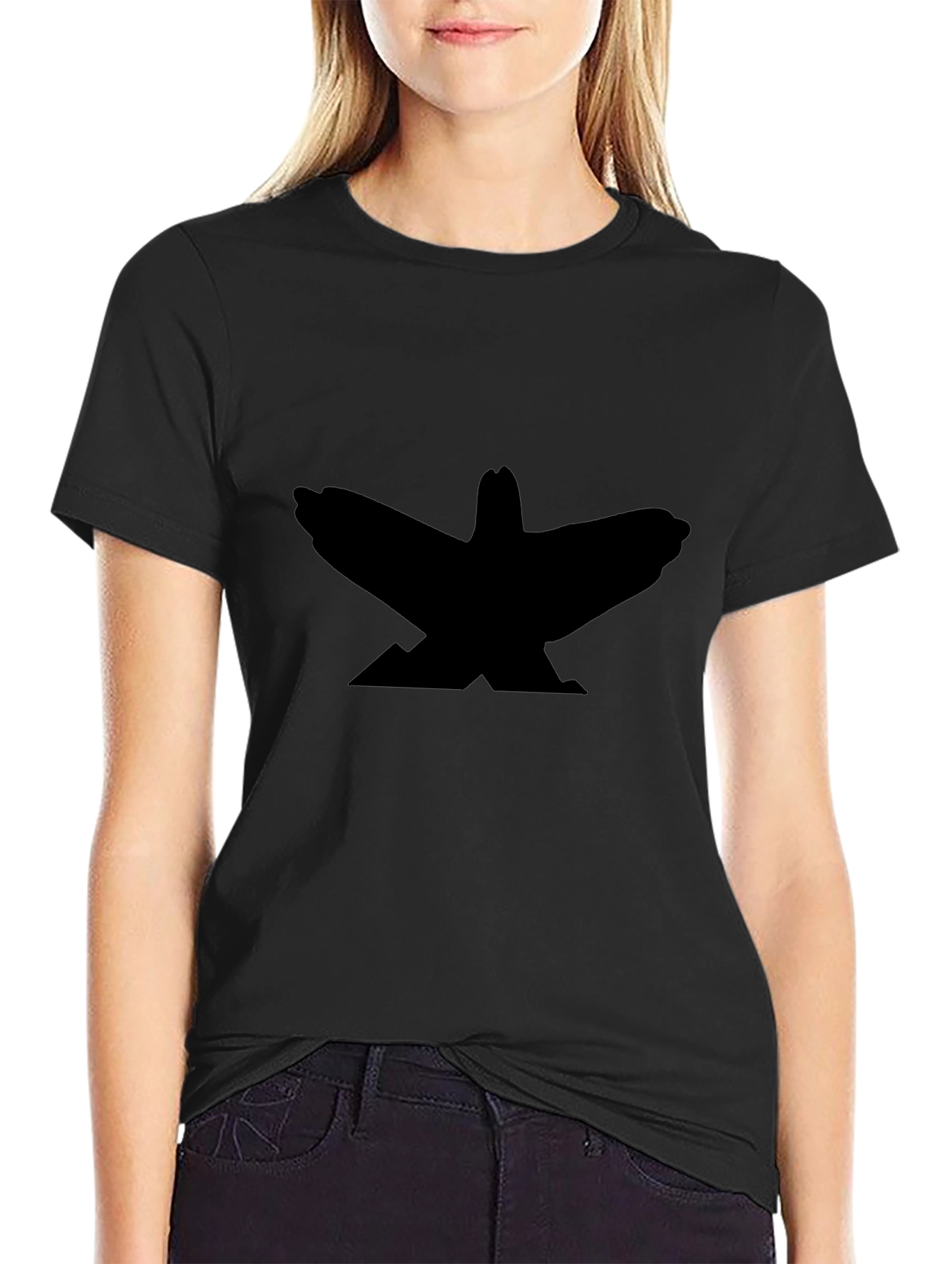 Raven Silhouette Graphic Tee - Black Cotton T-Shirt