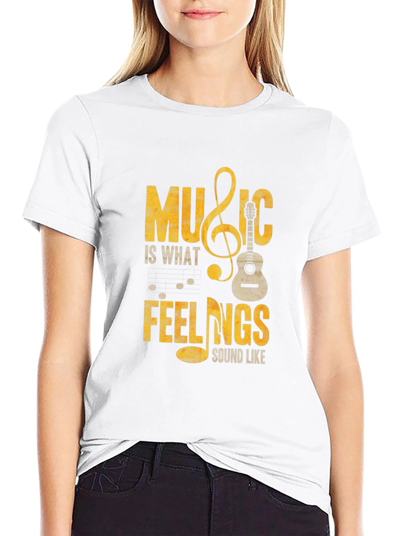 Music is What Feelings Sound Like Black T-Shirt