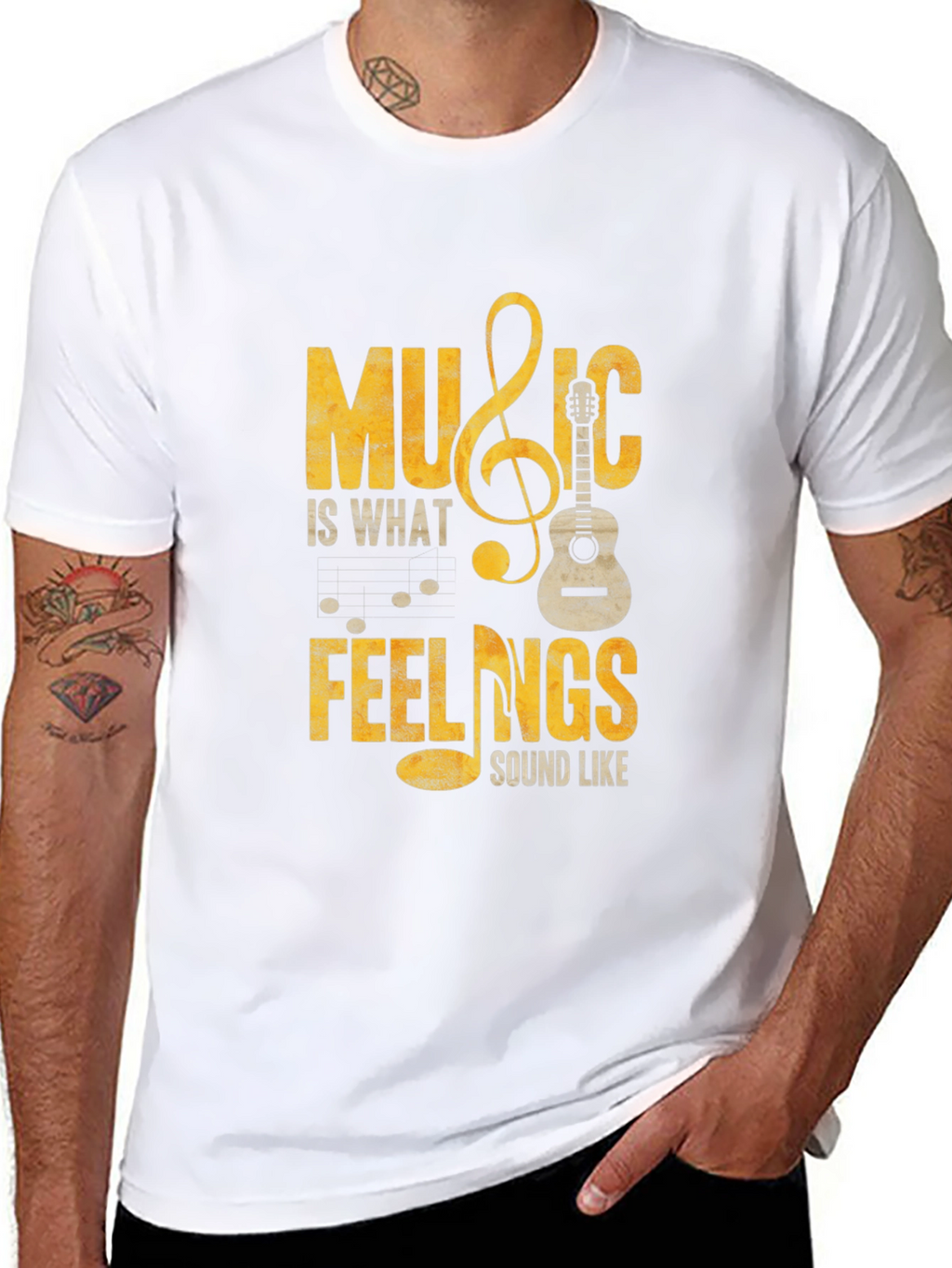 Music is What Feelings Sound Like Black T-Shirt