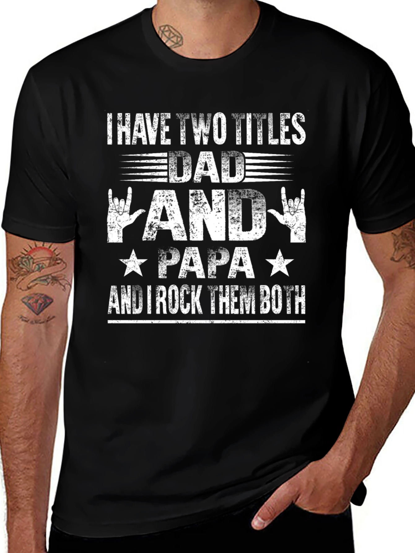 Dad Papa Rock Star T-Shirt Funny Fathers Day Gift