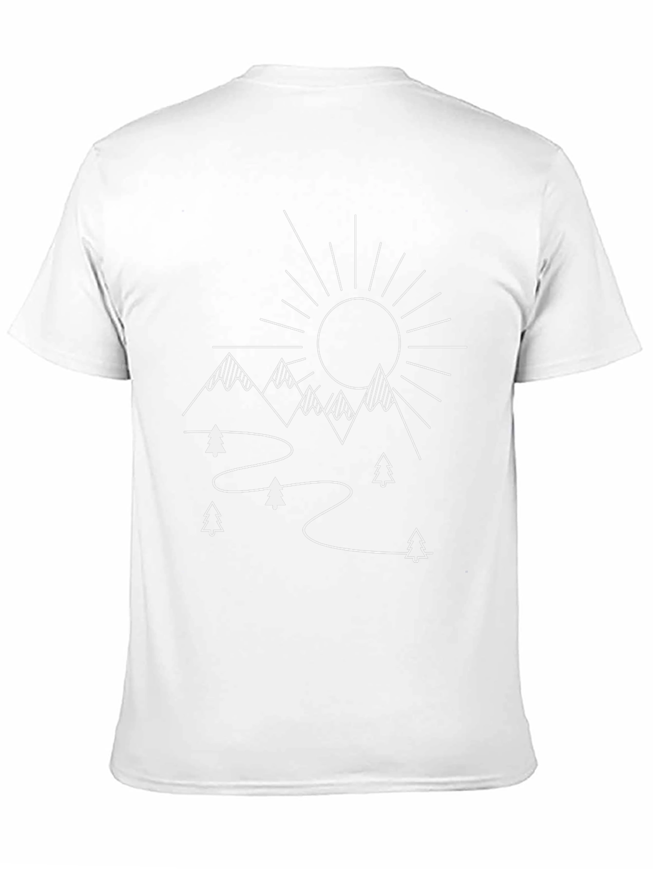 Mountain Scene Graphic Tee - Black Cotton T-Shirt