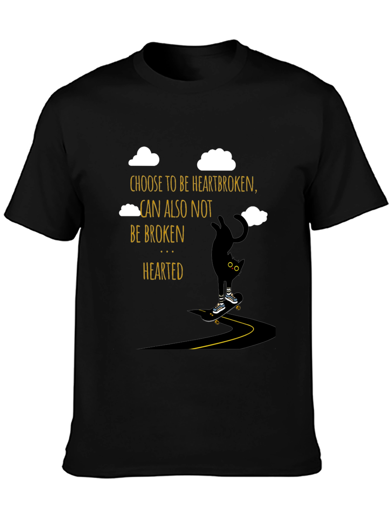 Heartbroken Cat Skateboarder Graphic Tee