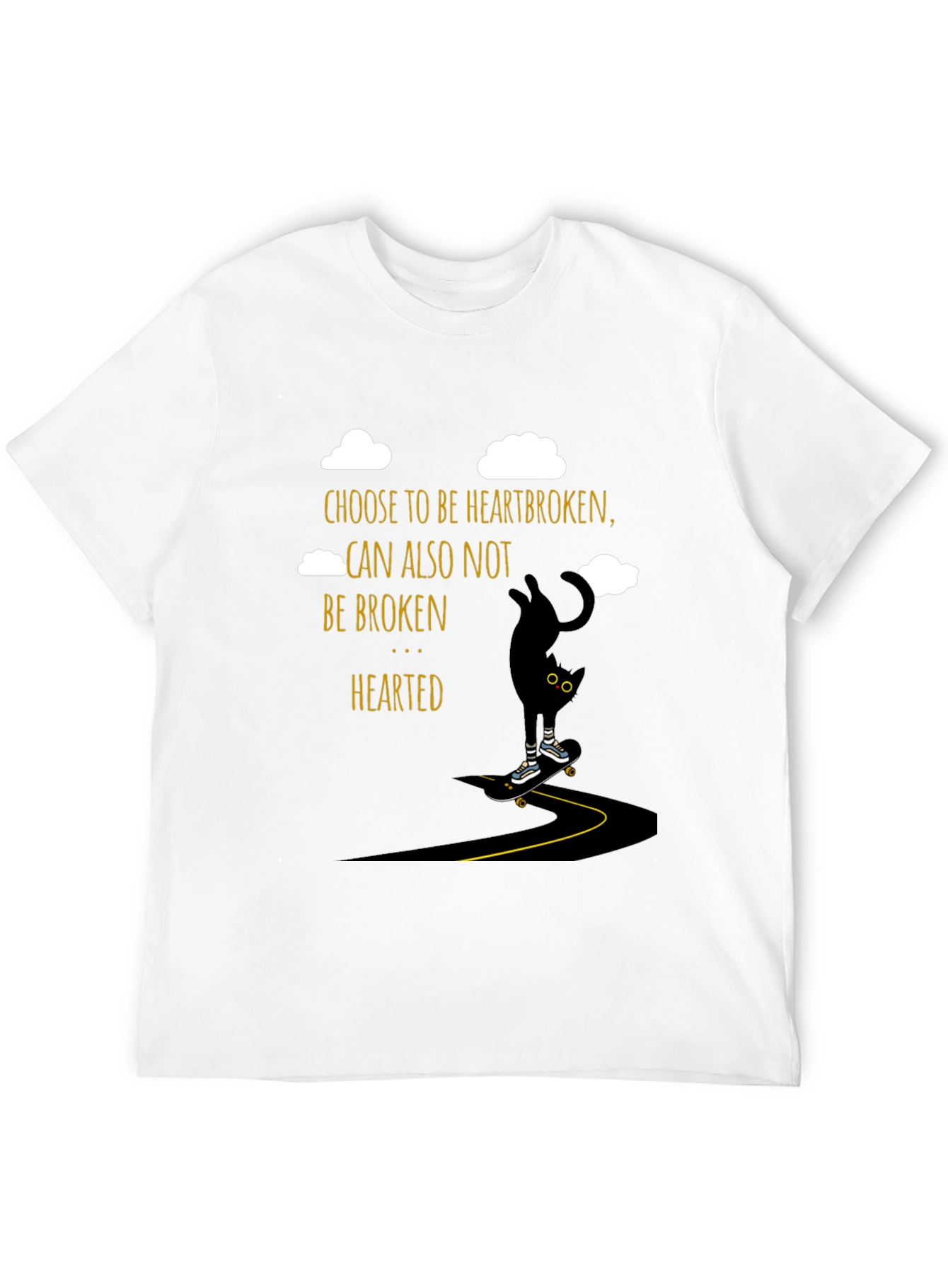 Heartbroken Cat Skateboarder Graphic Tee