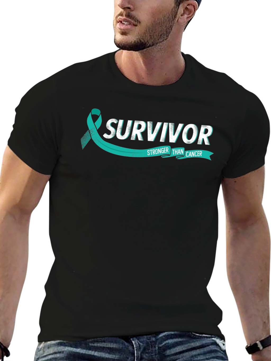 Survivor Stronger Than Cancer Teal Ribbon T-Shirt