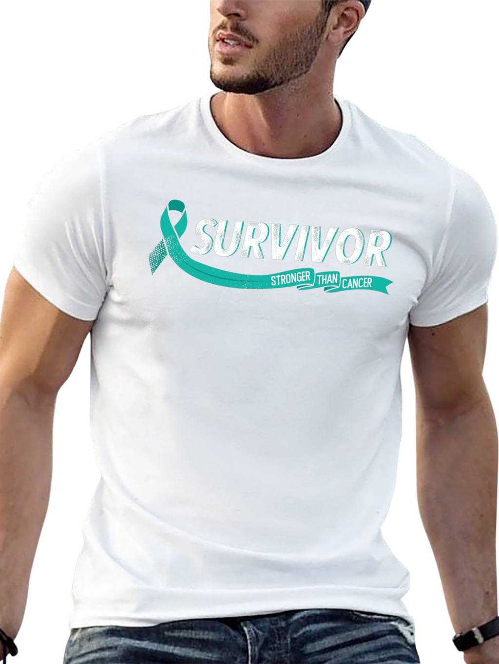 Survivor Stronger Than Cancer Teal Ribbon T-Shirt