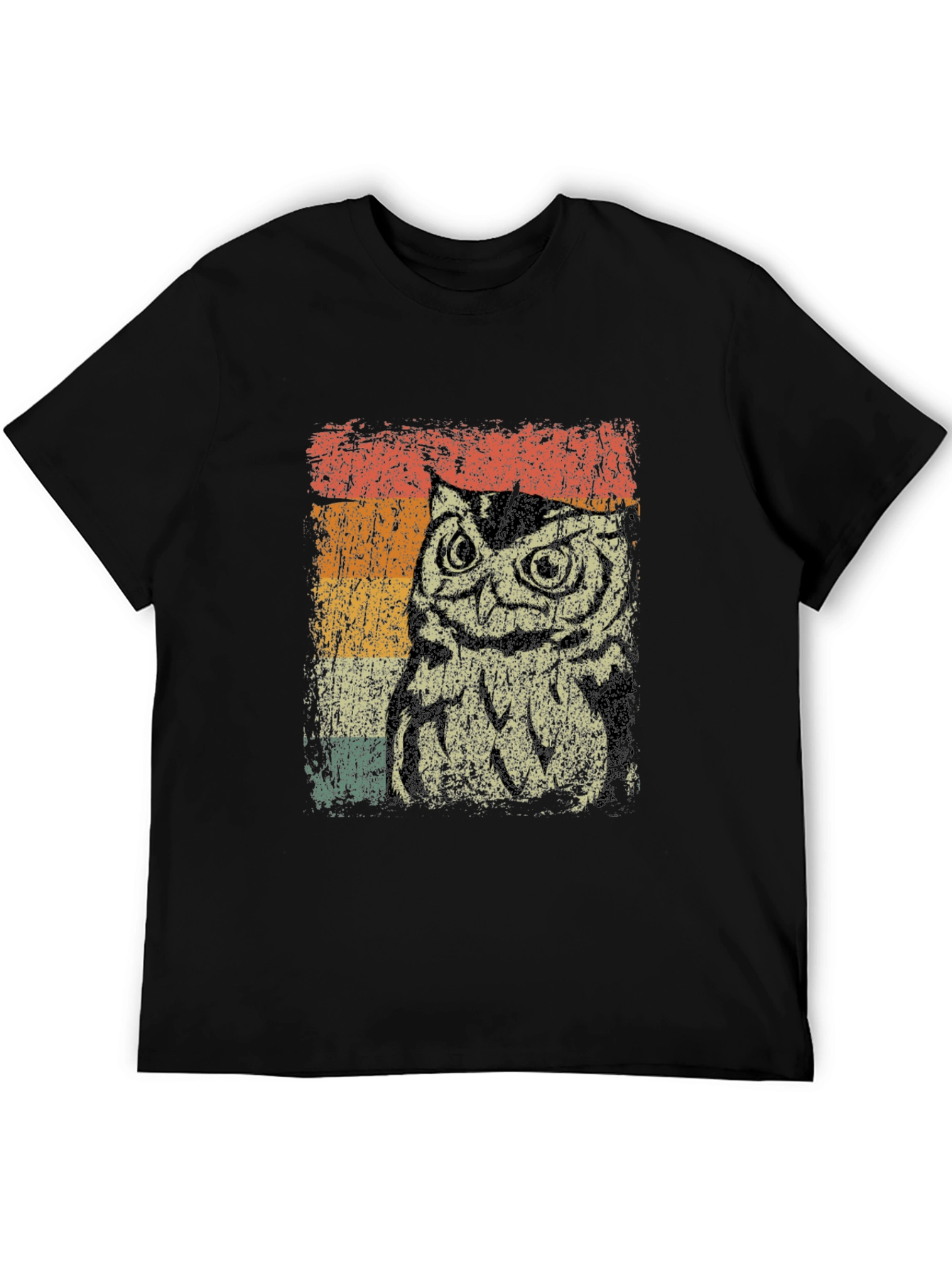 Vintage Owl Graphic Tee - Black Cotton Blend