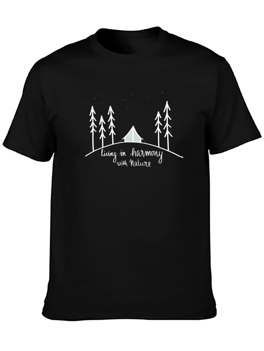 Nature Harmony Graphic Tee - Black Cotton Comfort