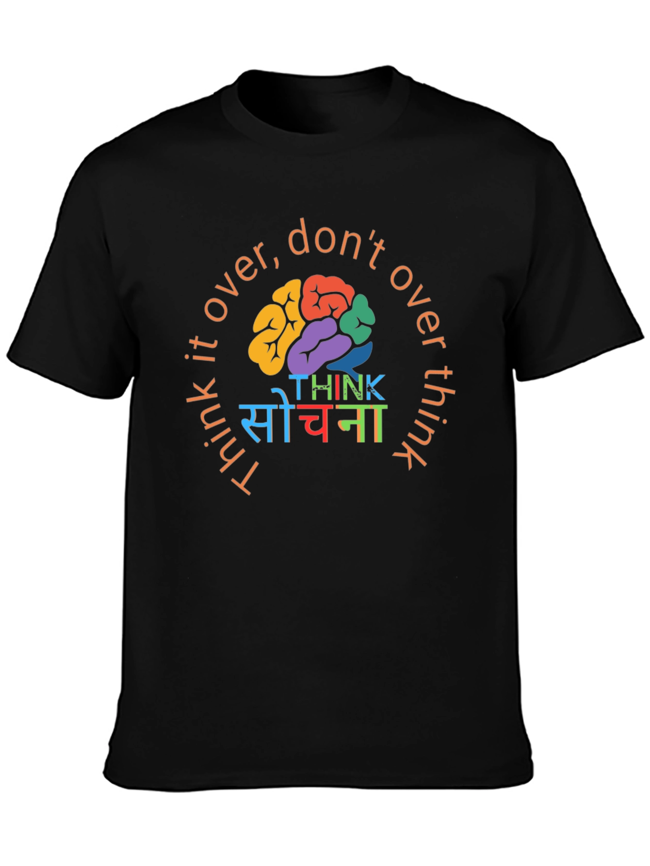 Think It Over Graphic Tee - Black Cotton T-Shirt