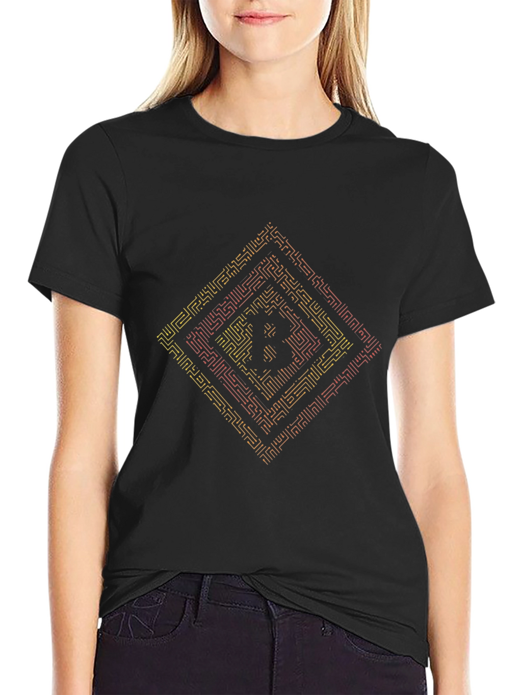 Bitcoin Maze Graphic T-Shirt - Black Crypto Tee