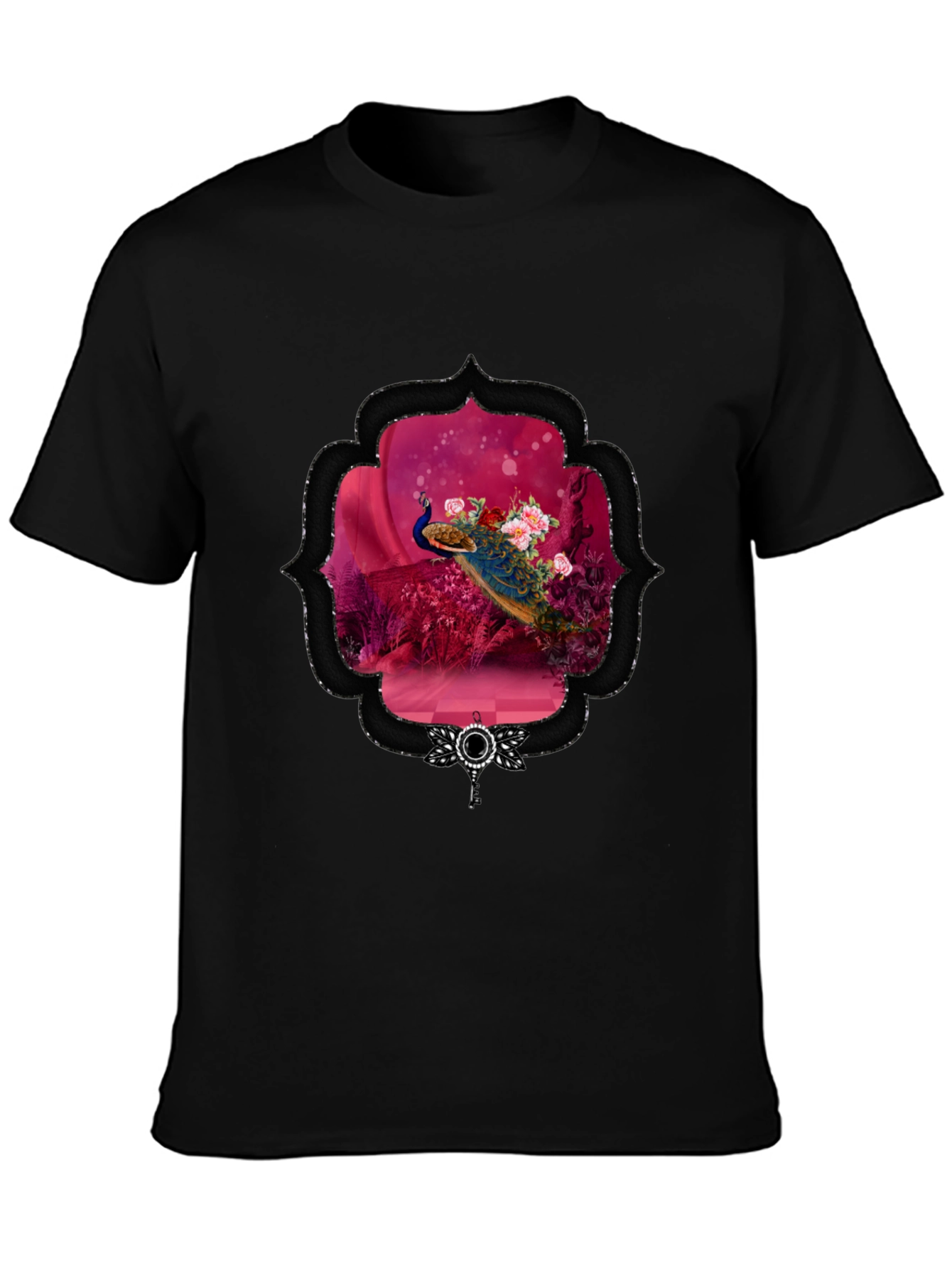 Peacock Floral Framed Graphic Tee