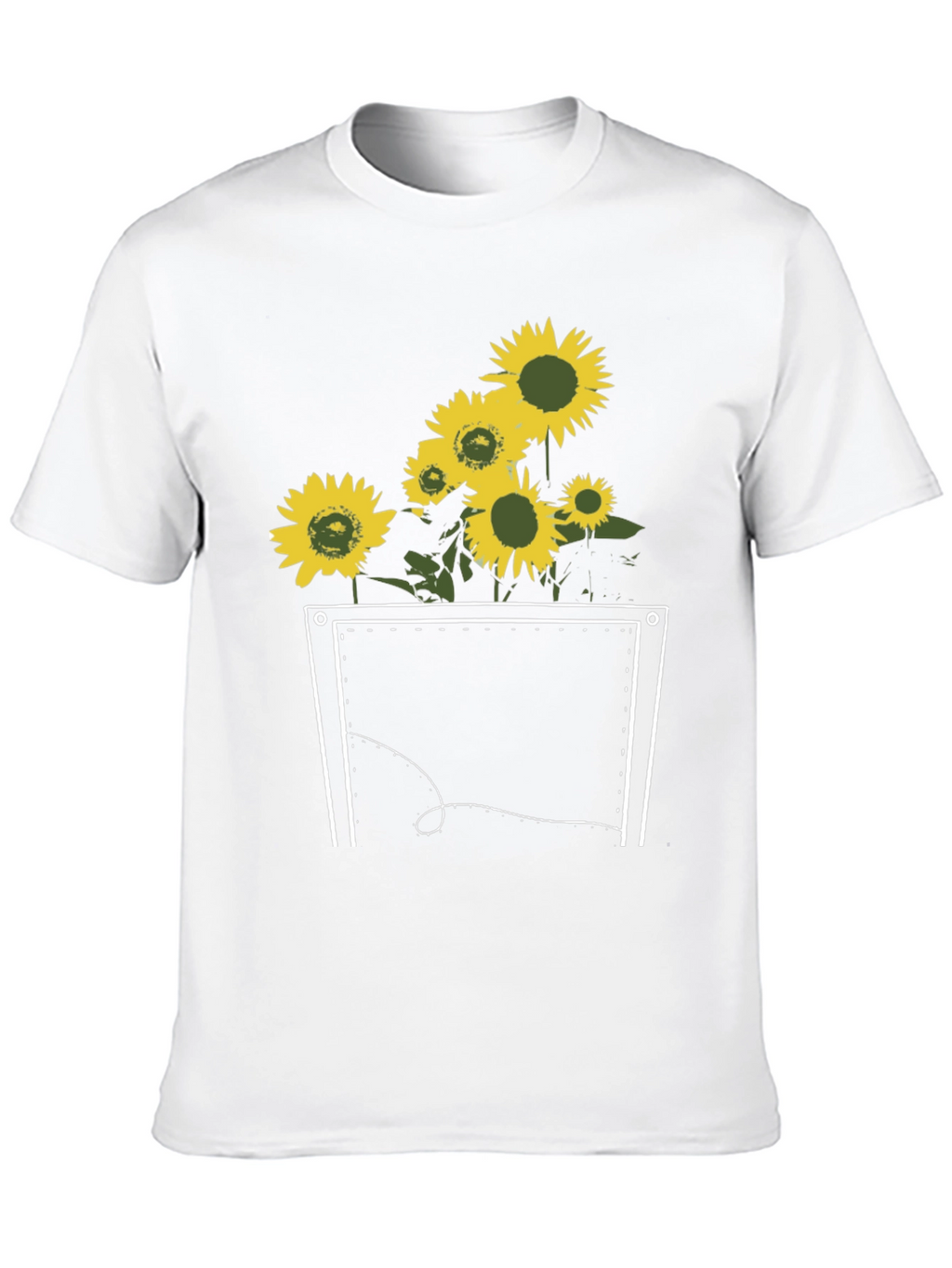 Sunflower Pocket Graphic Tee - Stylish Black T-Shirt