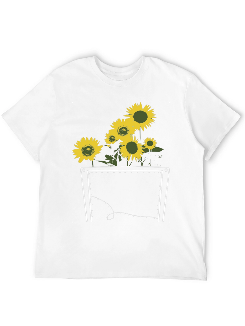 Sunflower Pocket Graphic Tee - Stylish Black T-Shirt