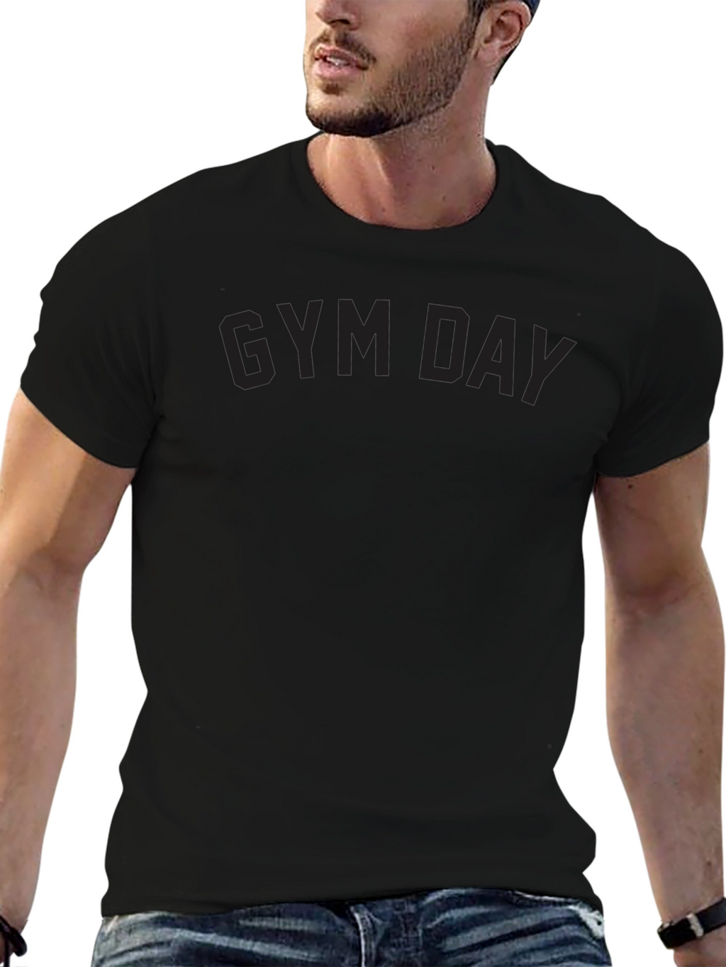 Mens Black Gym Day Crewneck T-Shirt