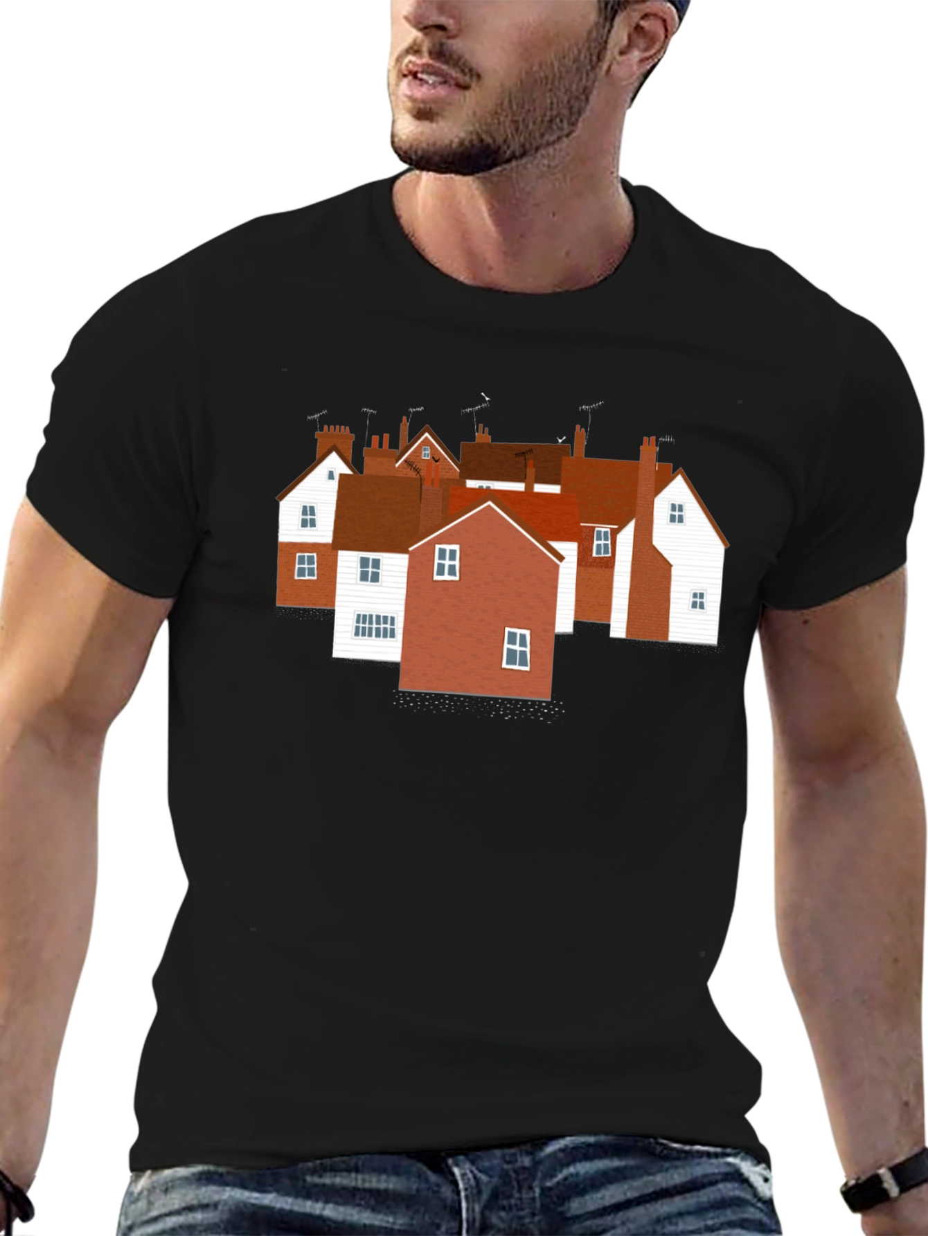 Quaint Village T-Shirt - Unique House Print