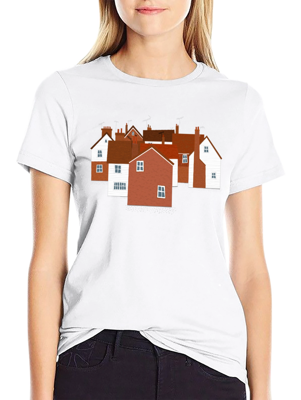 Quaint Village T-Shirt - Unique House Print
