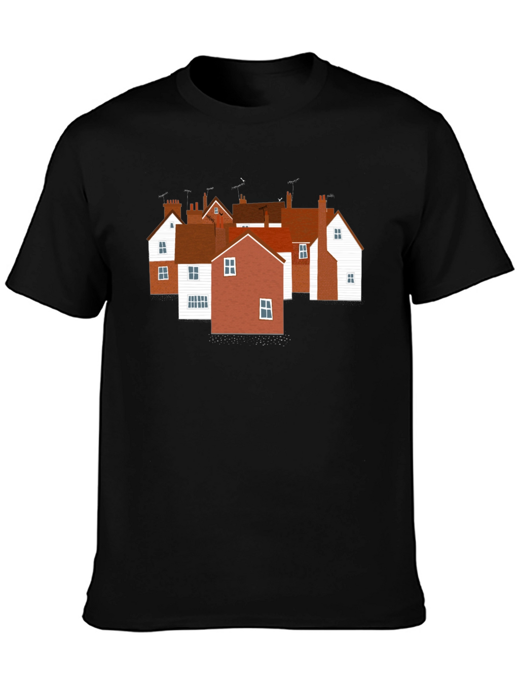 Quaint Village T-Shirt - Unique House Print