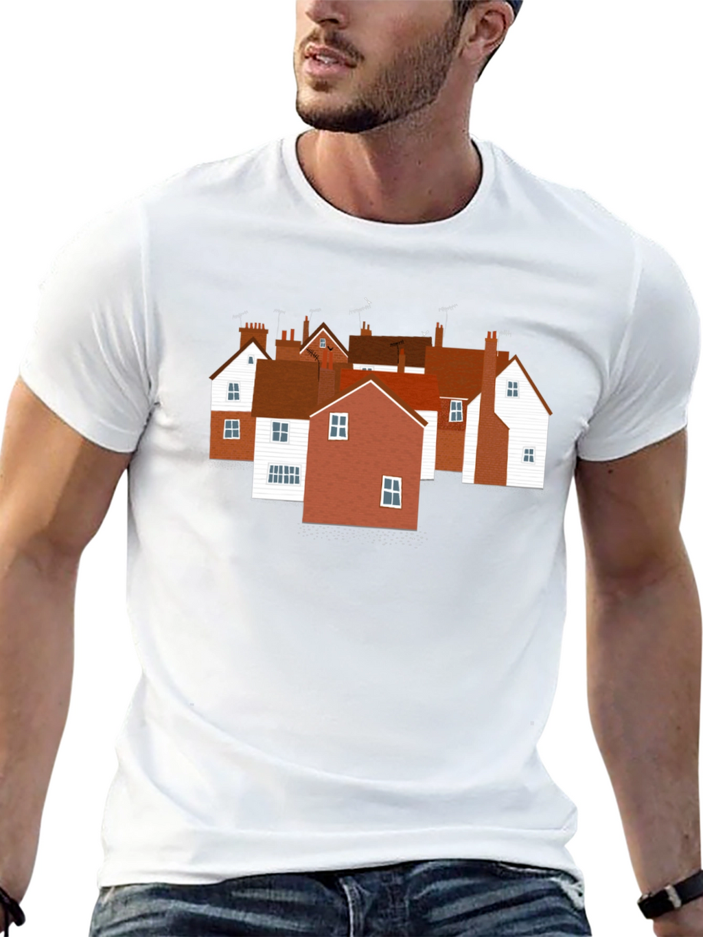 Quaint Village T-Shirt - Unique House Print