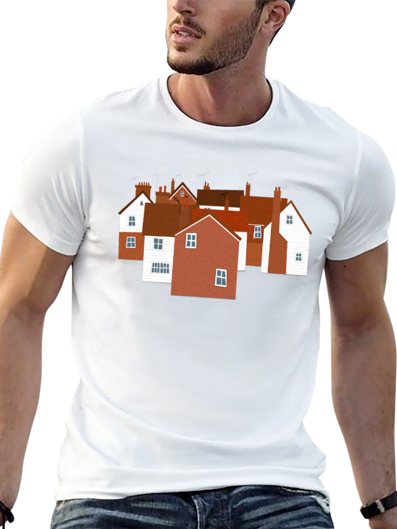 Quaint Village T-Shirt - Unique House Print