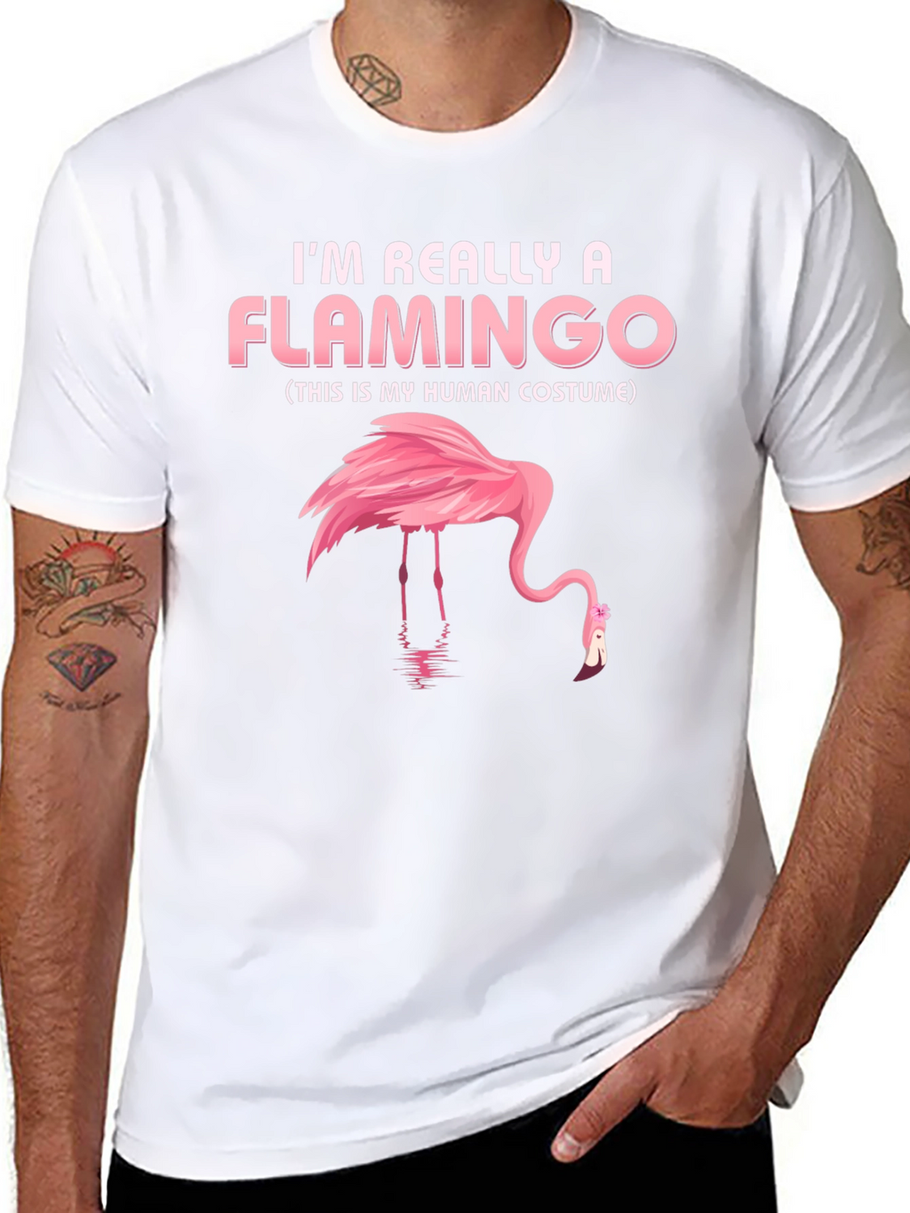 Funny Flamingo Human Costume Graphic Tee