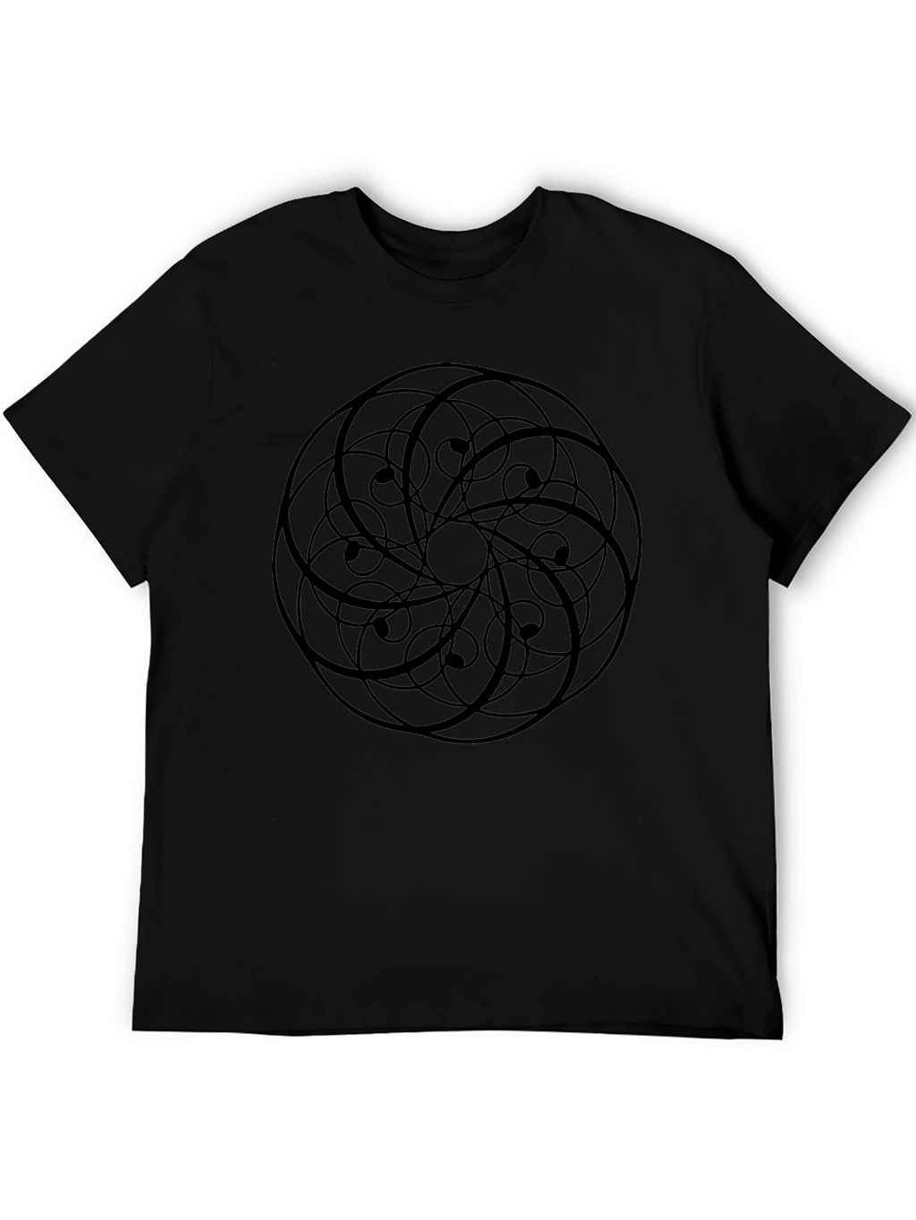 Abstract Geometric Print Black T-Shirt