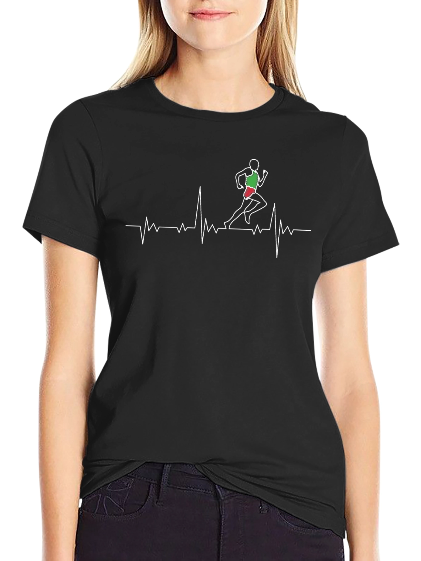 Runner Heartbeat T-Shirt - Black Stylish Graphic Tee