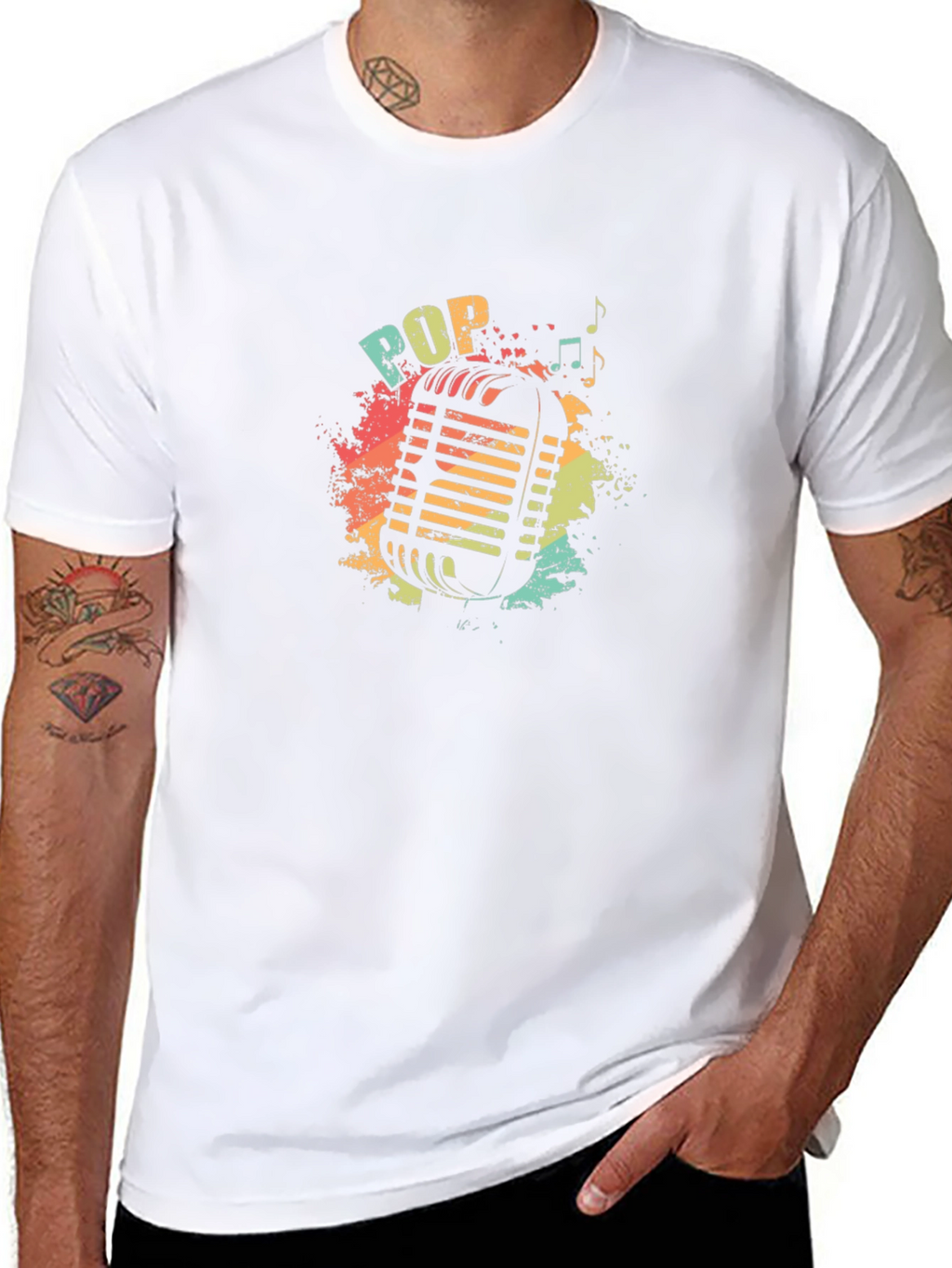 Retro Pop Music Microphone Graphic T-Shirt