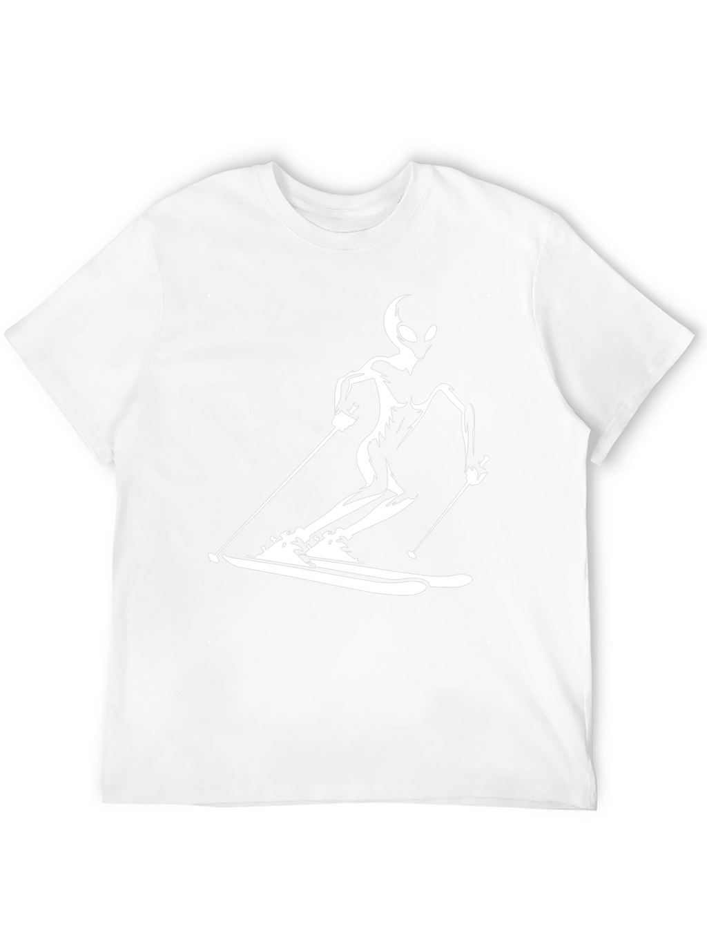 Skiing Alien Graphic Tee - Black Cotton Casual T-Shirt