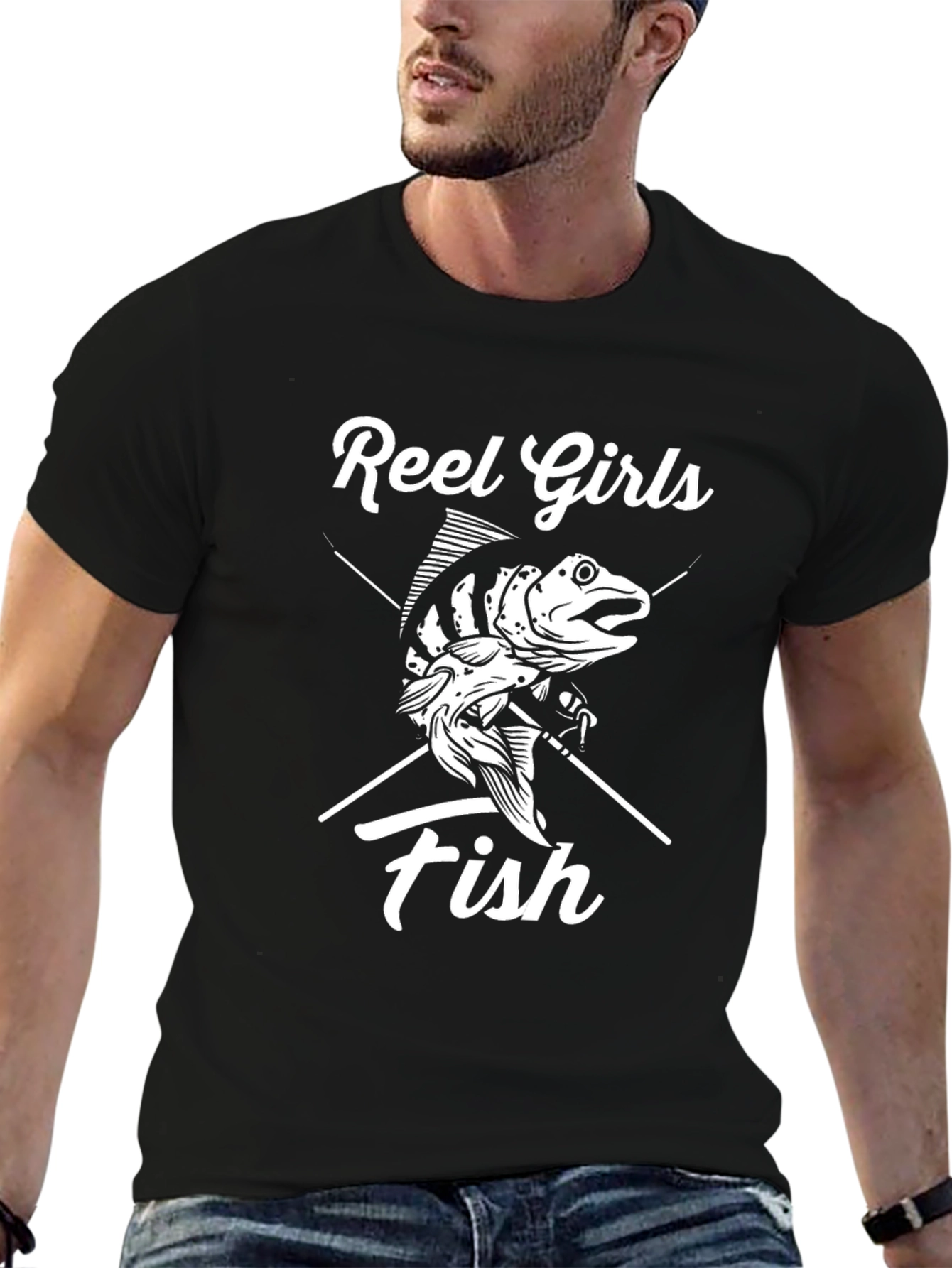 Reel Girls Fish Black T-Shirt