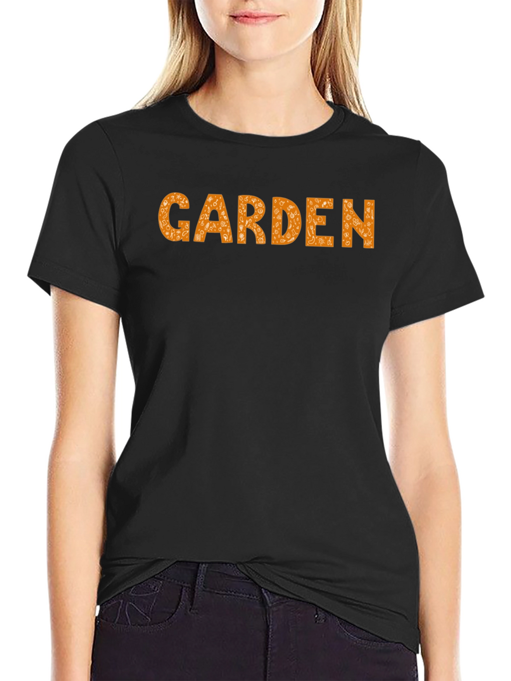Garden Graphic Print Black Casual Tee