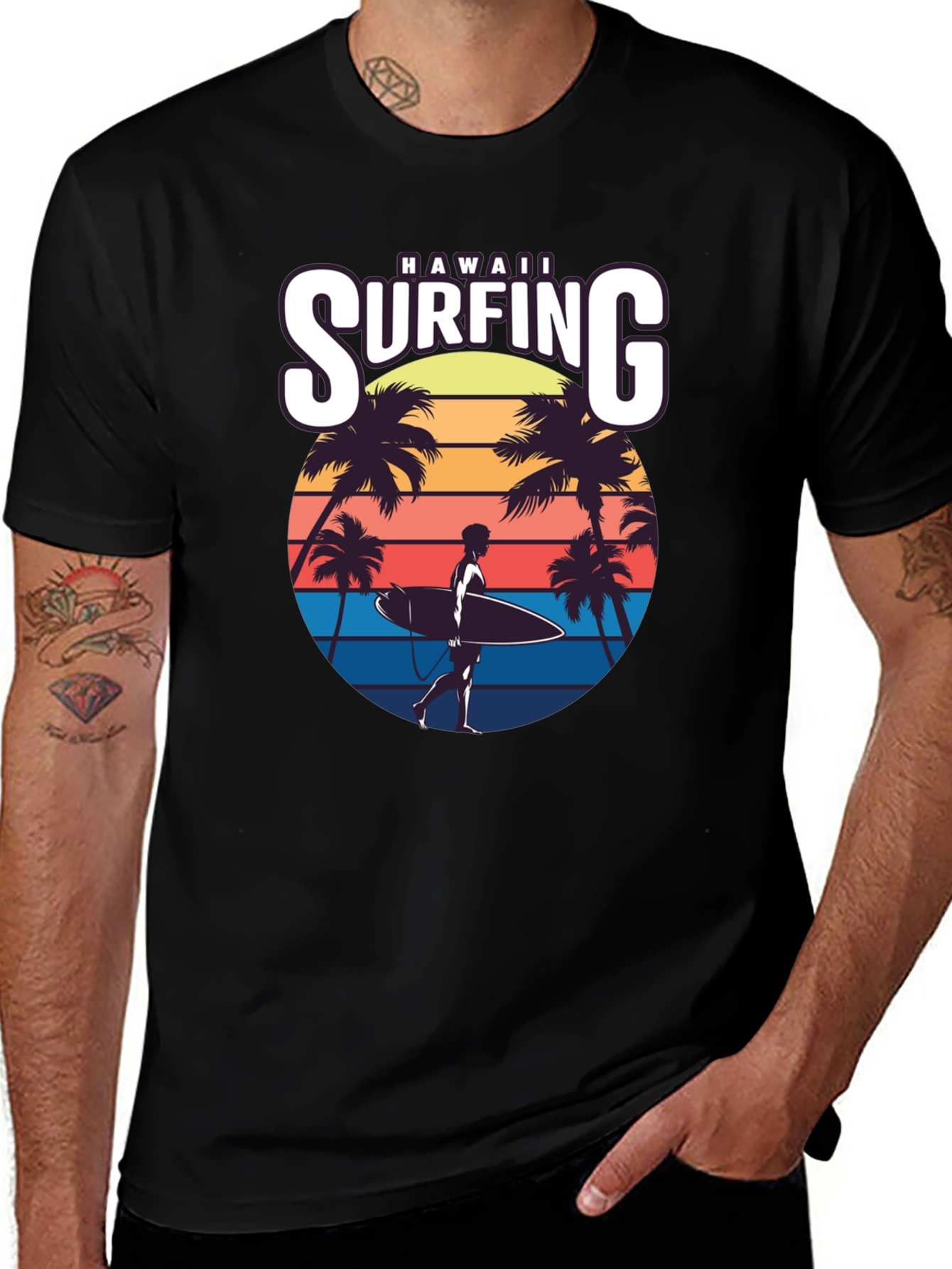 Hawaii Surfing Retro T-Shirt - Vintage Style Surf Tee