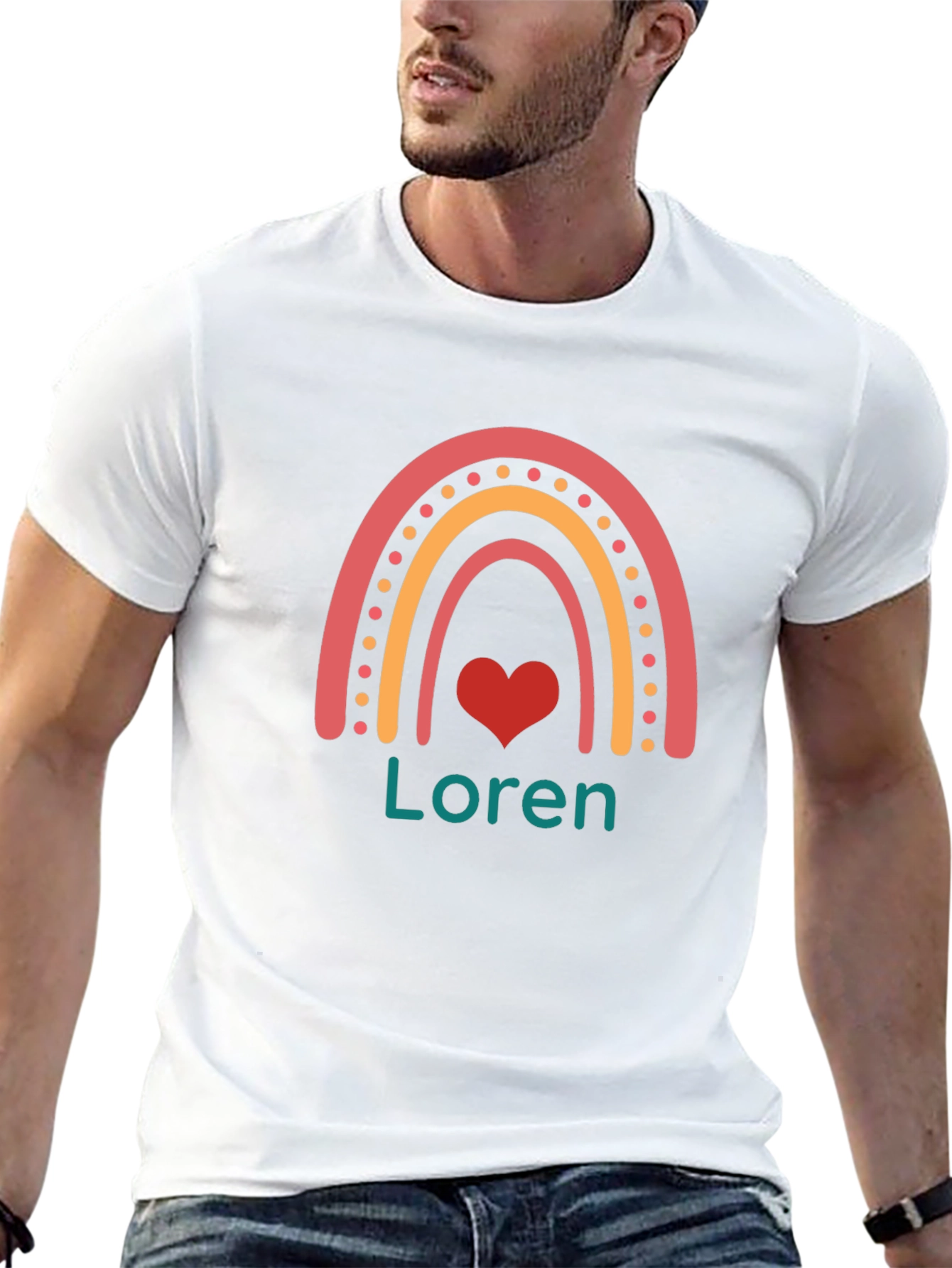 Loren Rainbow Heart Personalized T-Shirt