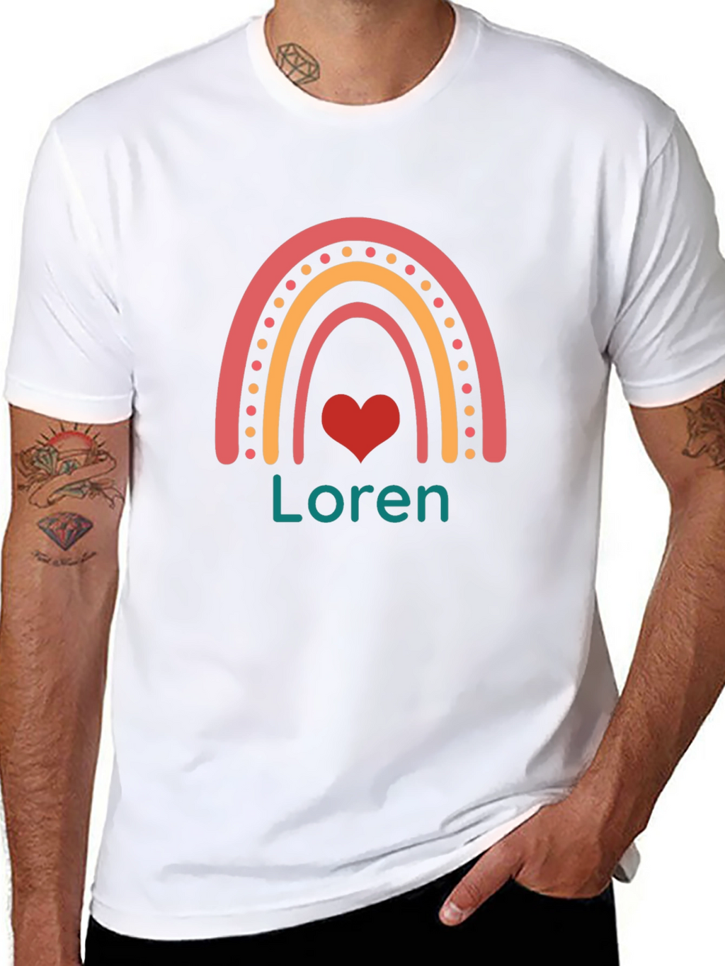 Loren Rainbow Heart Personalized T-Shirt