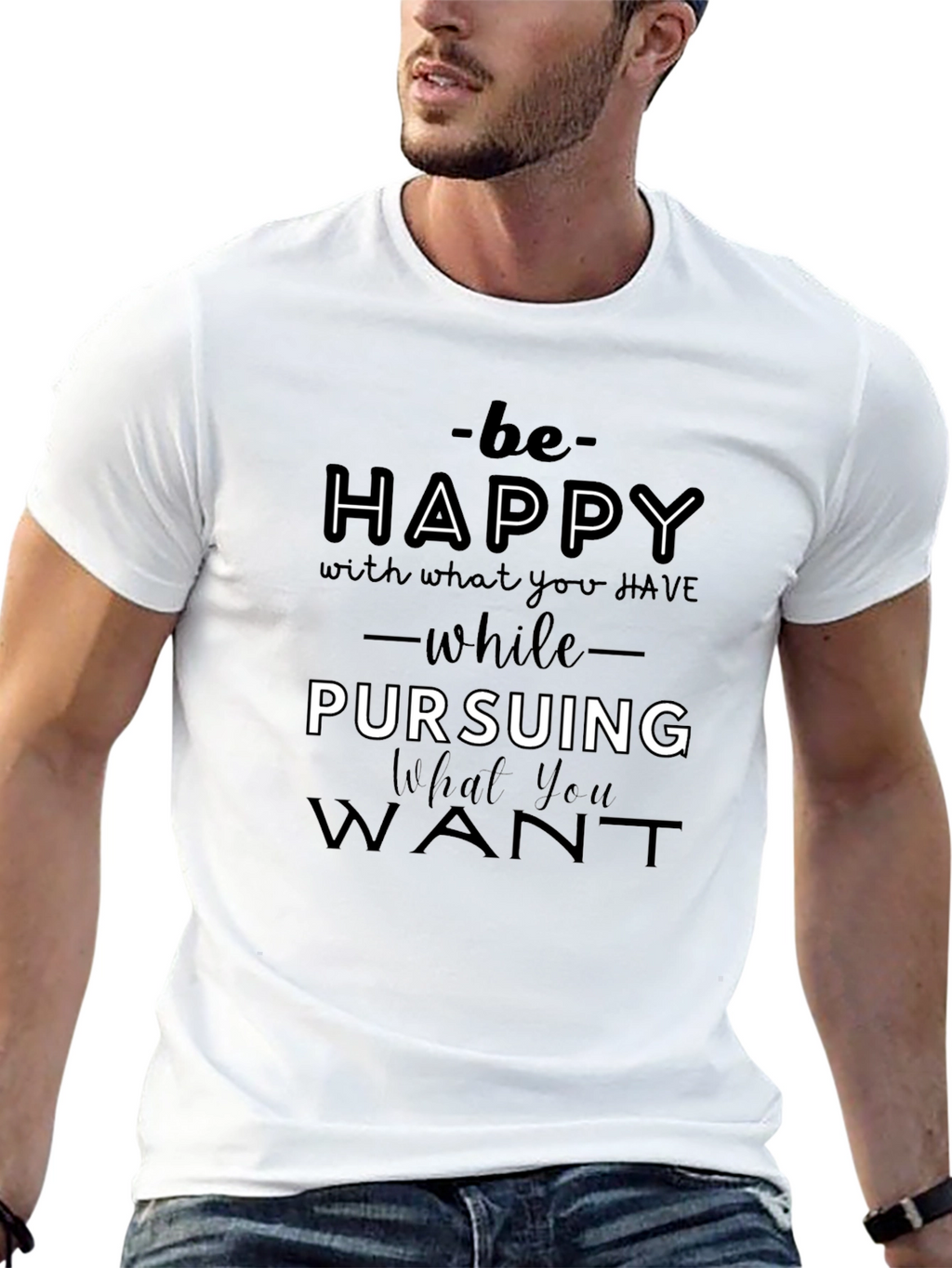 Inspirational Graphic Tee - Be Happy