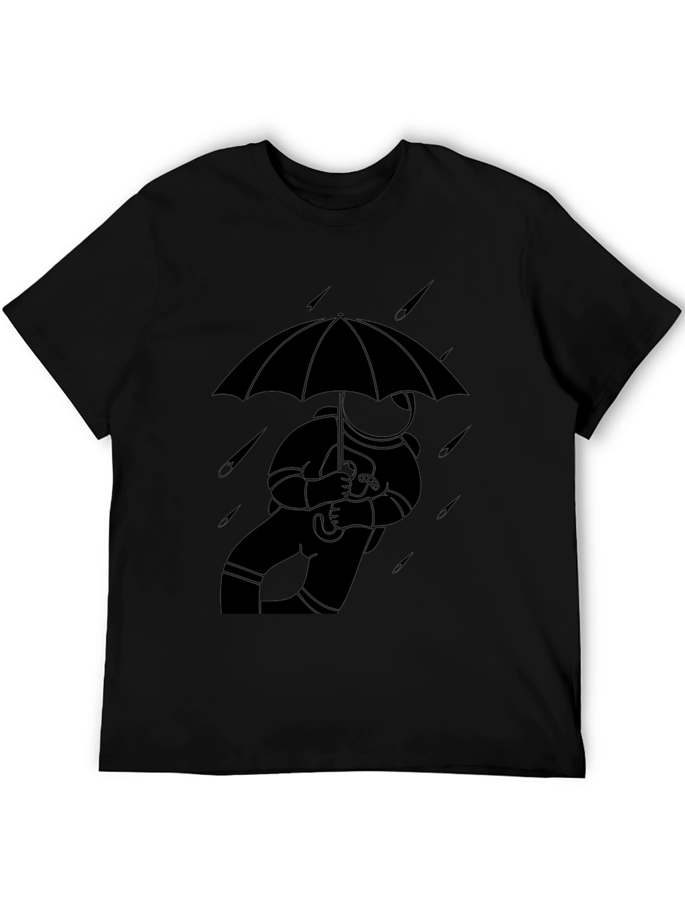 Astronaut Umbrella Black T-Shirt