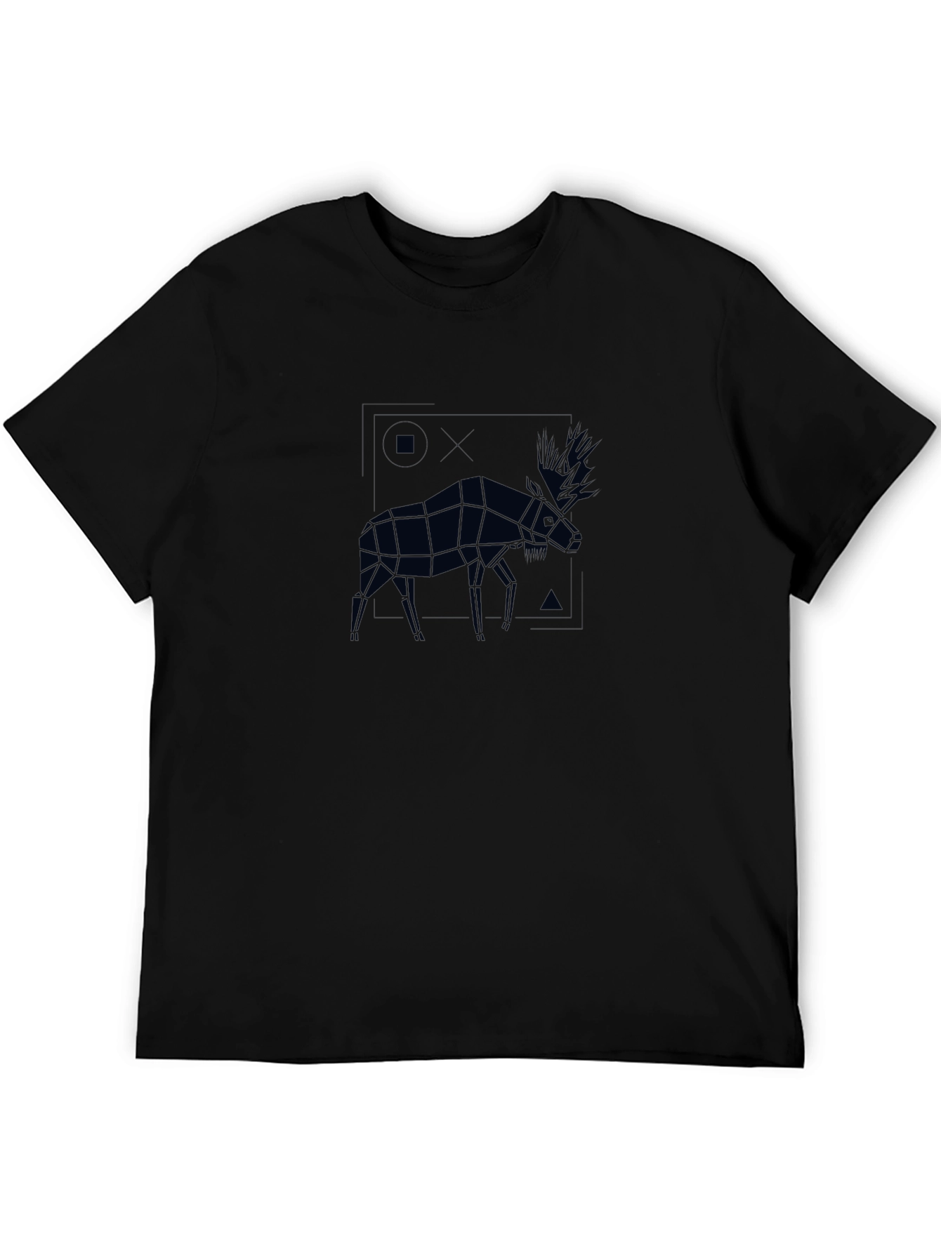 Geometric Moose Graphic Tee - Mens Black T-Shirt