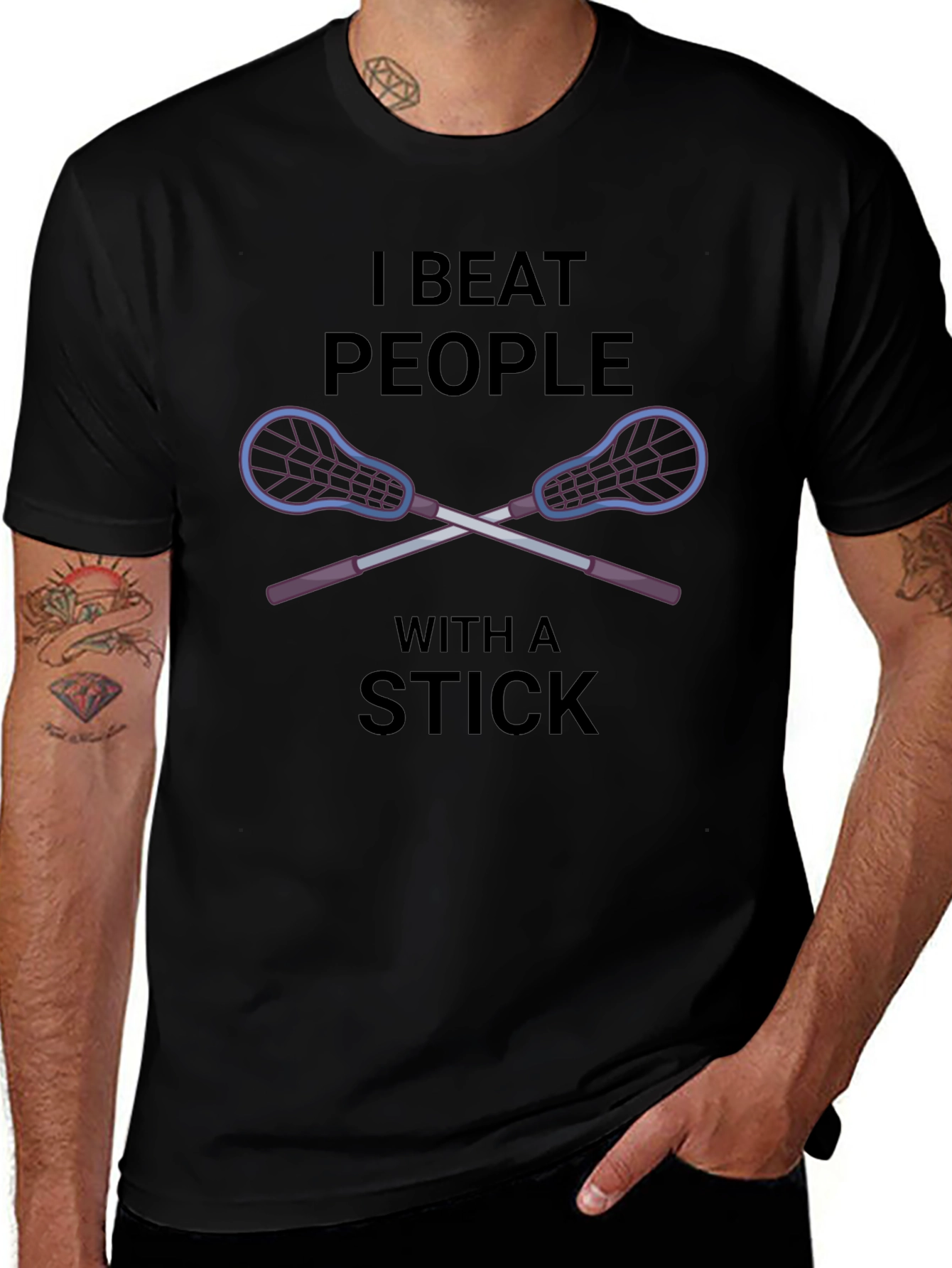 I Beat People With a Stick Lacrosse T-Shirt